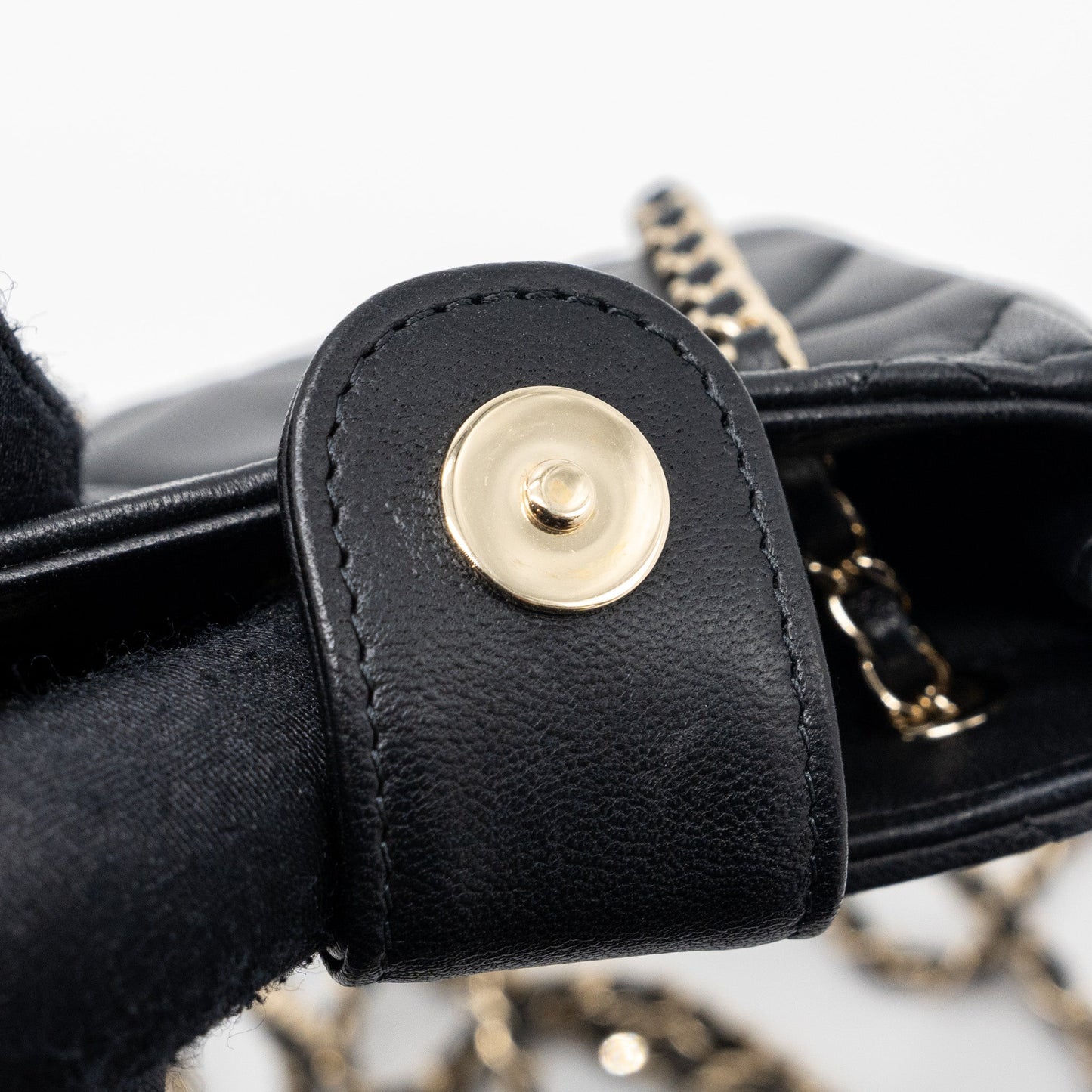 Chanel quilted super mini tote with chain lambskin black L