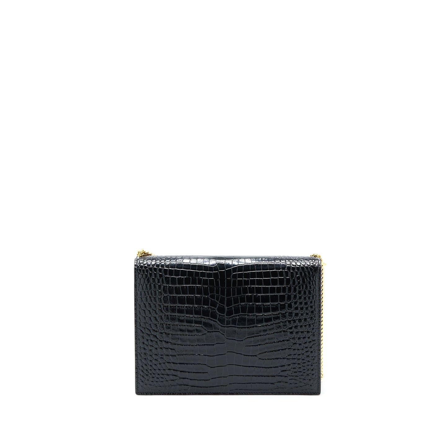 Saint Laurent Cassandra Chain Purse Crocodile-Embossed Leather Black
