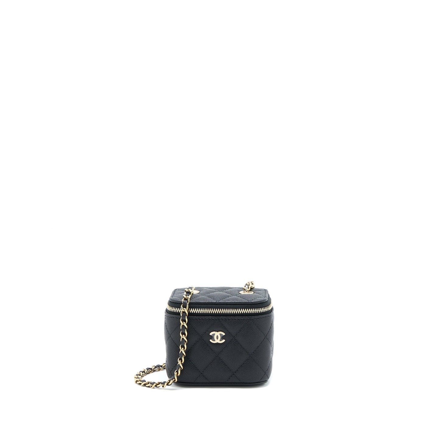 Chanel 23C Mini Vanity With Chain Caviar Black L