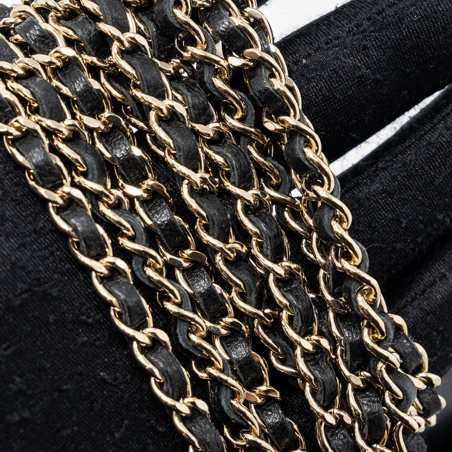 Chanel quilted super mini tote with chain lambskin black L