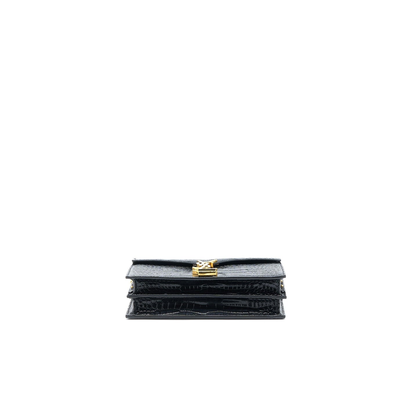 Saint Laurent Cassandra Chain Purse Crocodile-Embossed Leather Black