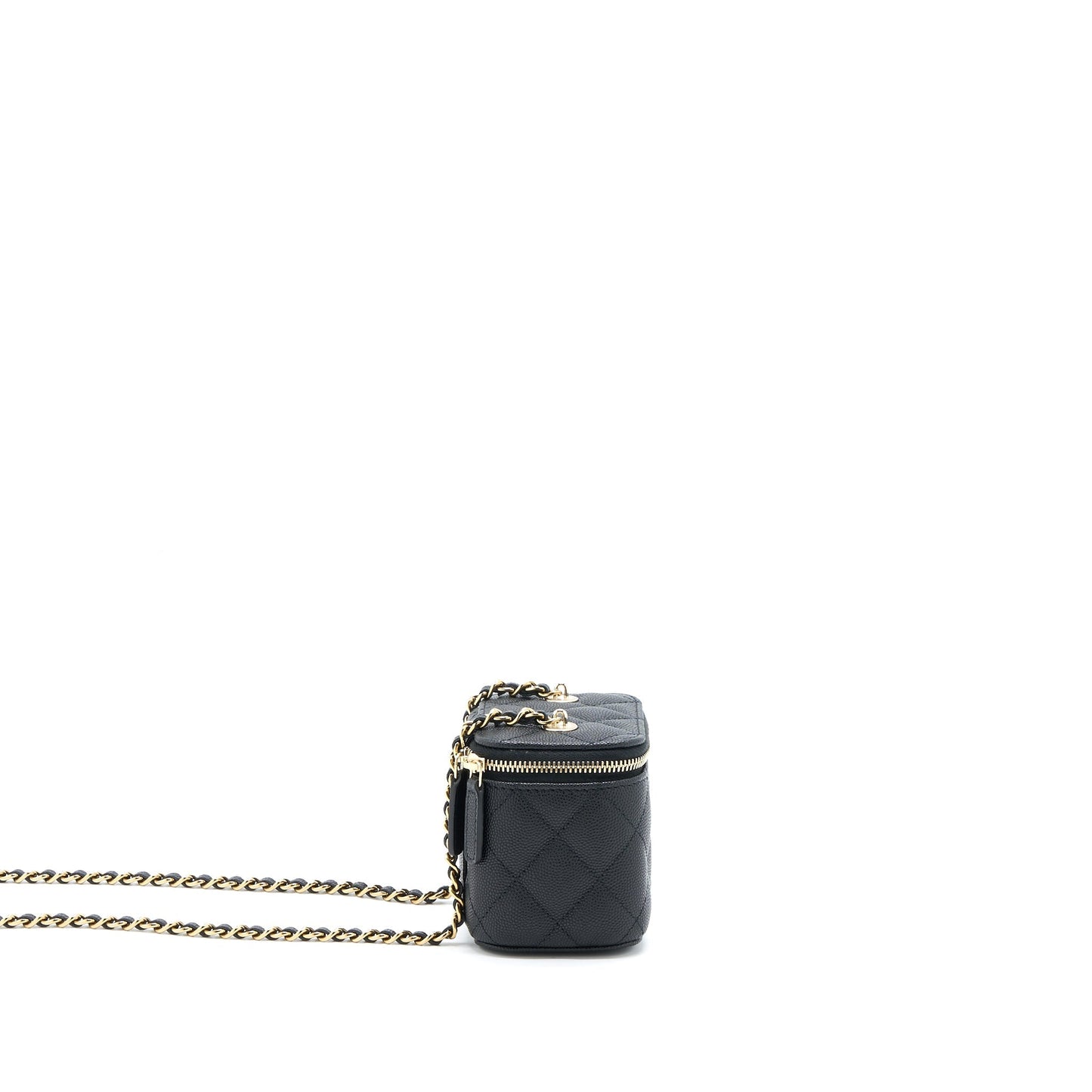 Chanel 23C Mini Vanity With Chain Caviar Black L