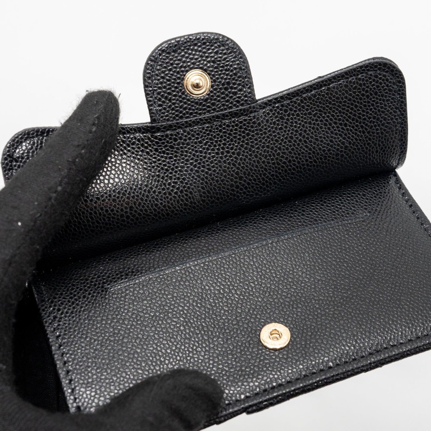 Chanel flap with zip card holder caviar black  (microchip)