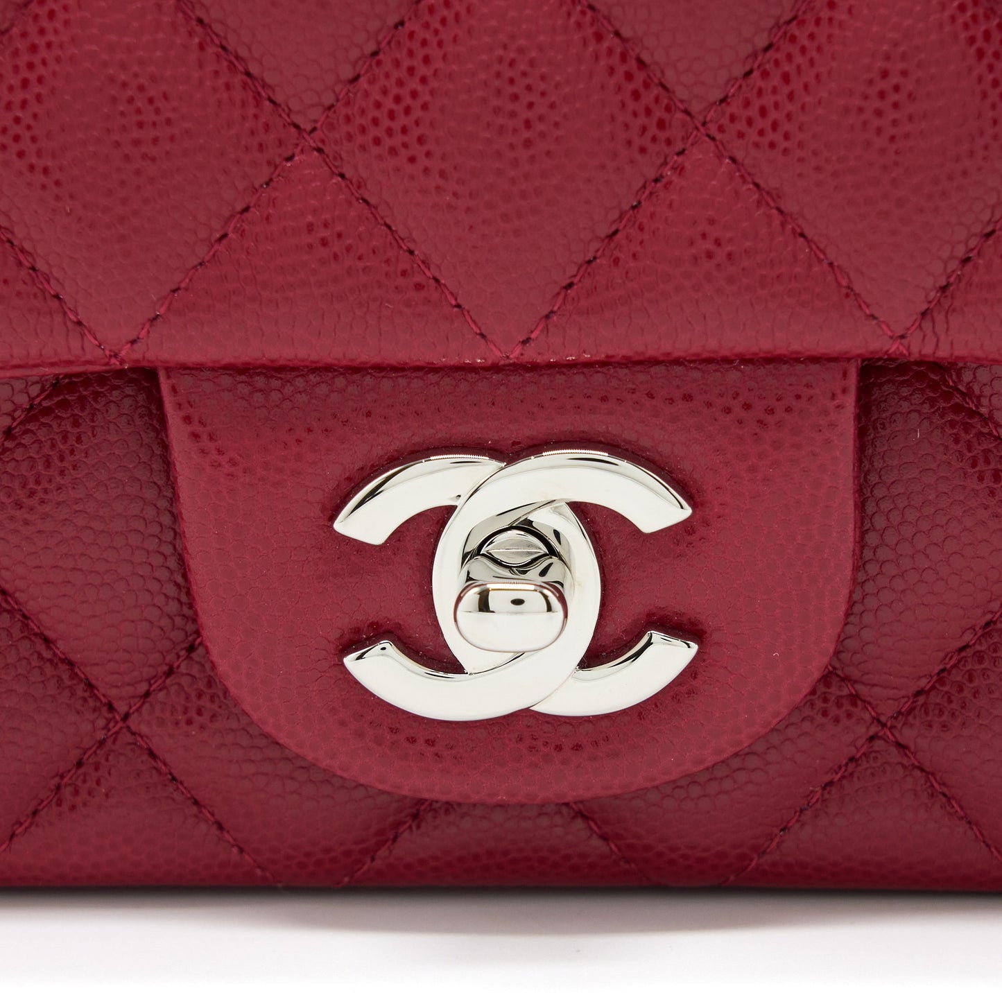 Chanel 18B Classic Mini Rectangular Flap Bag Caviar Dark Pink