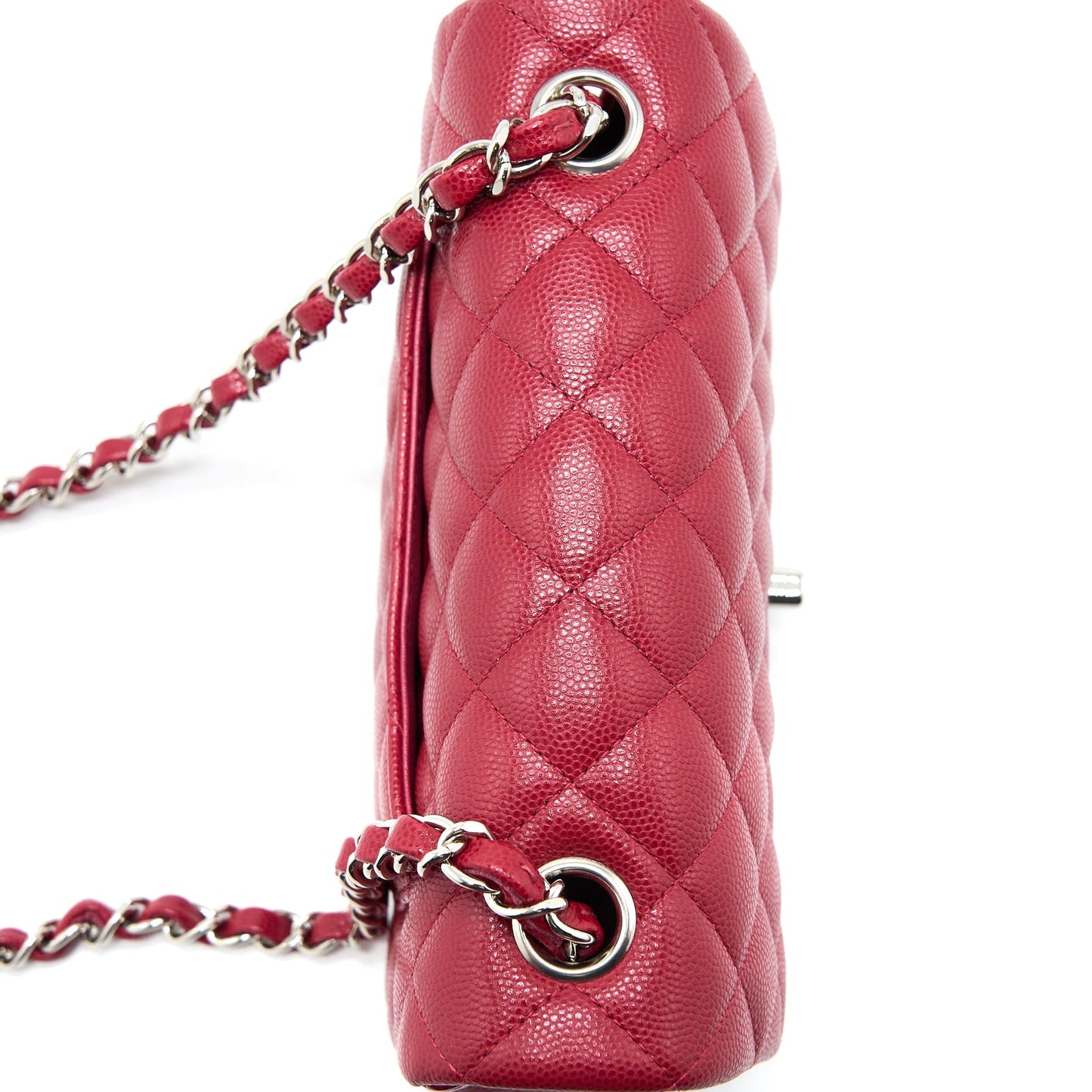 Chanel 18B Classic Mini Rectangular Flap Bag Caviar Dark Pink
