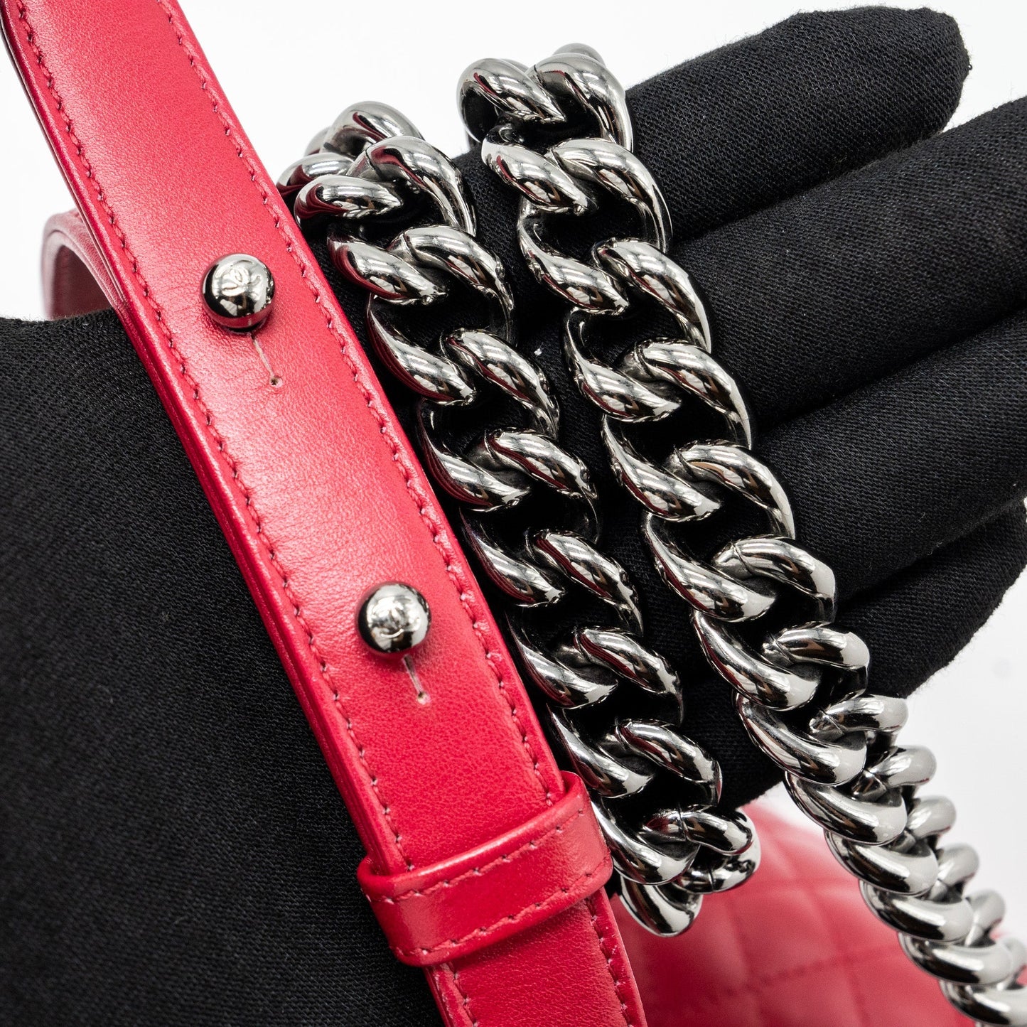 Chanel small boy bag calfskin red