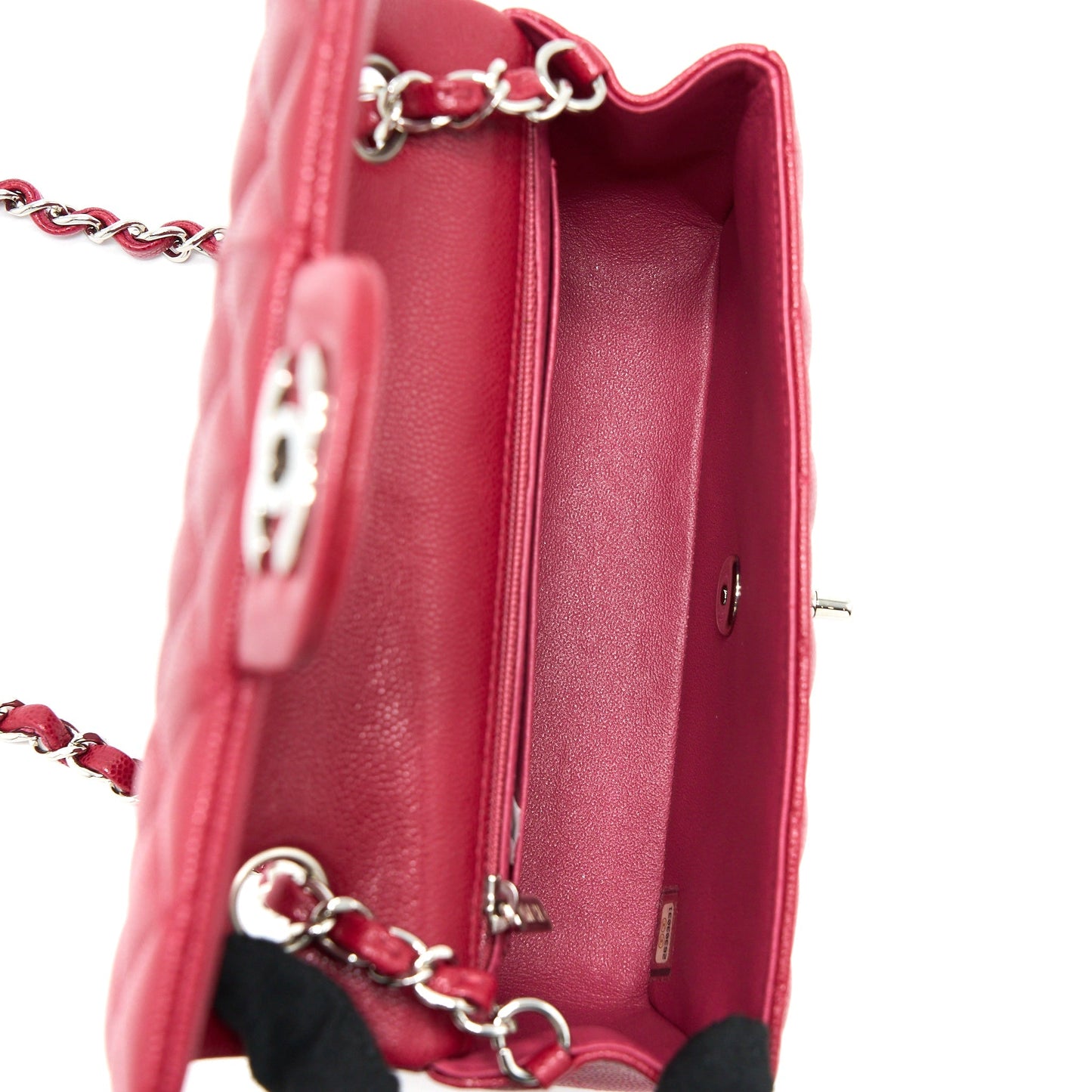 Chanel 18B Classic Mini Rectangular Flap Bag Caviar Dark Pink