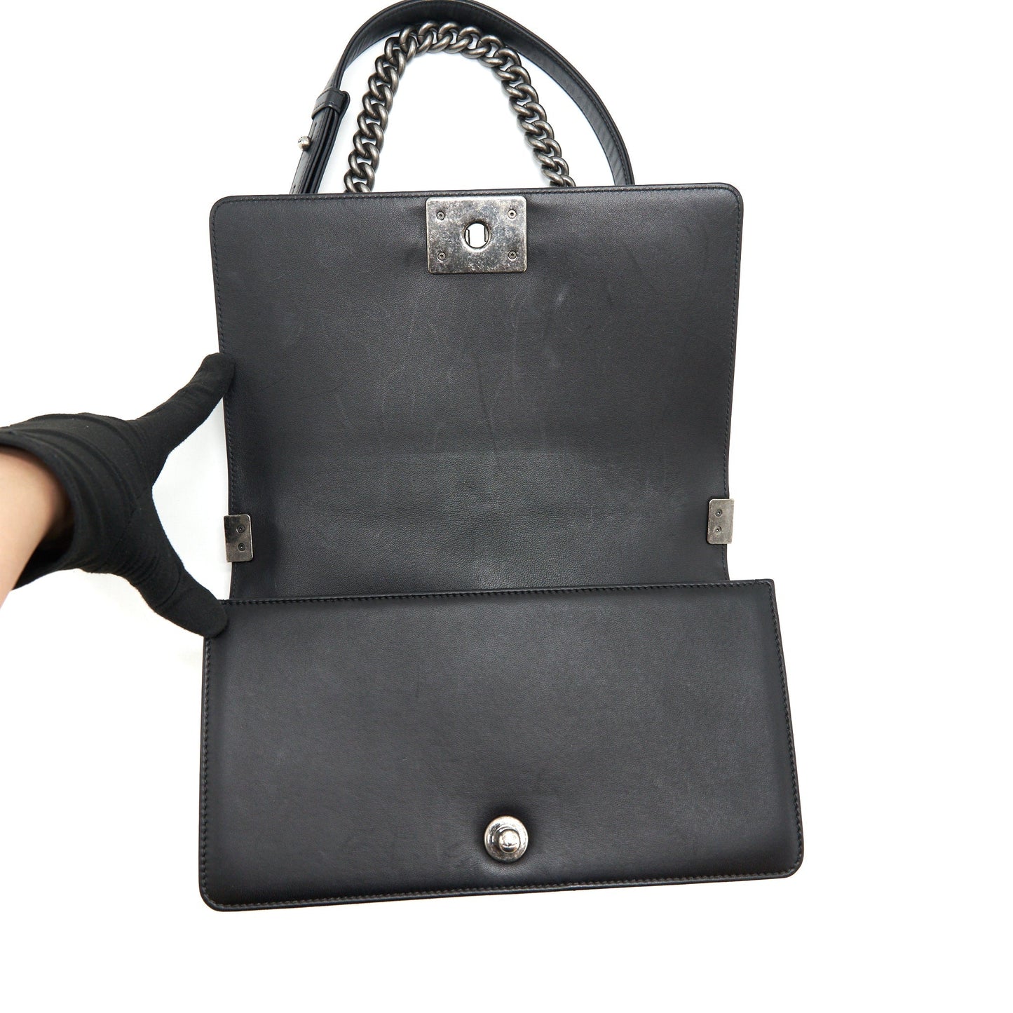 Chanel medium boy black Lambskin Ruthenium