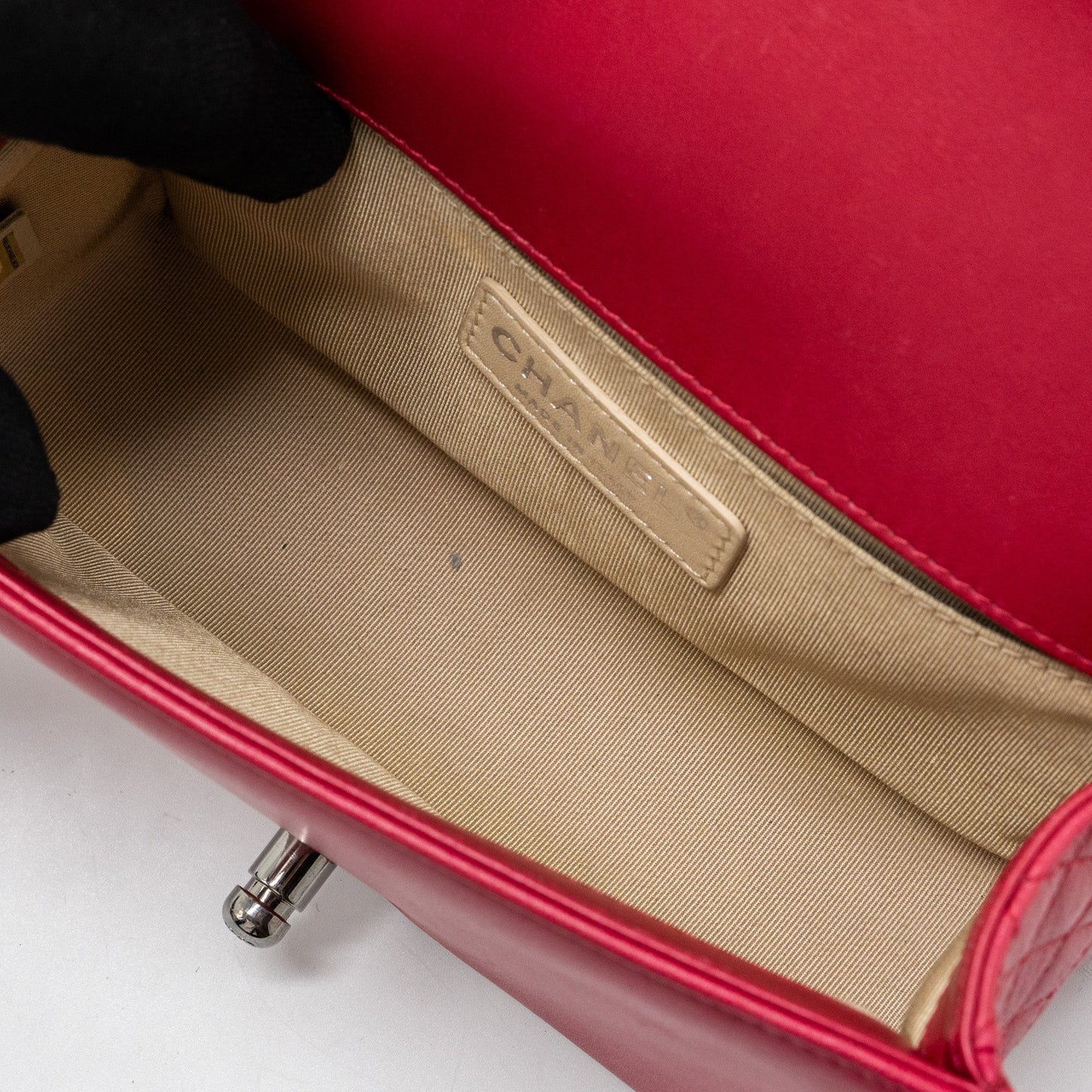 Chanel small boy bag calfskin red