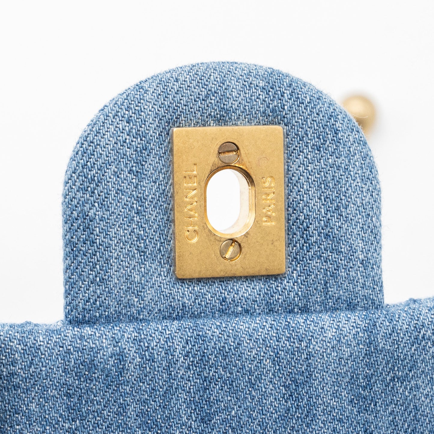 Chanel 22c Denim Pearl Crush Mini Square Flap Bag Denim Light blue  (Microchip)