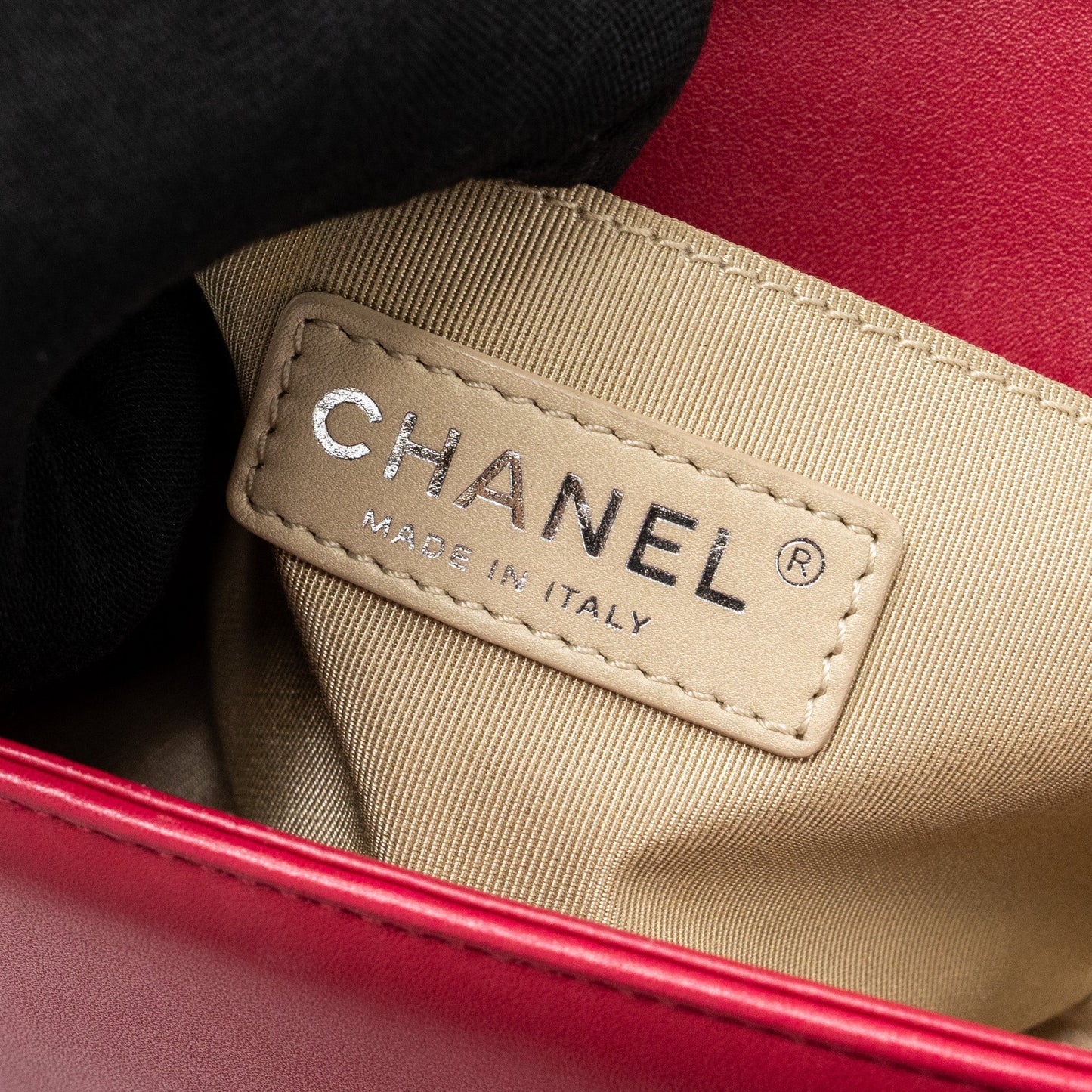 Chanel small boy bag calfskin red