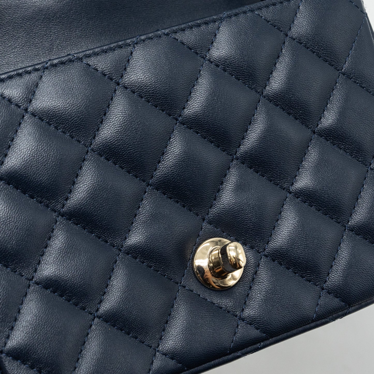 Chanel Classic Mini Square Flap Bag Lambskin Dark Blue L