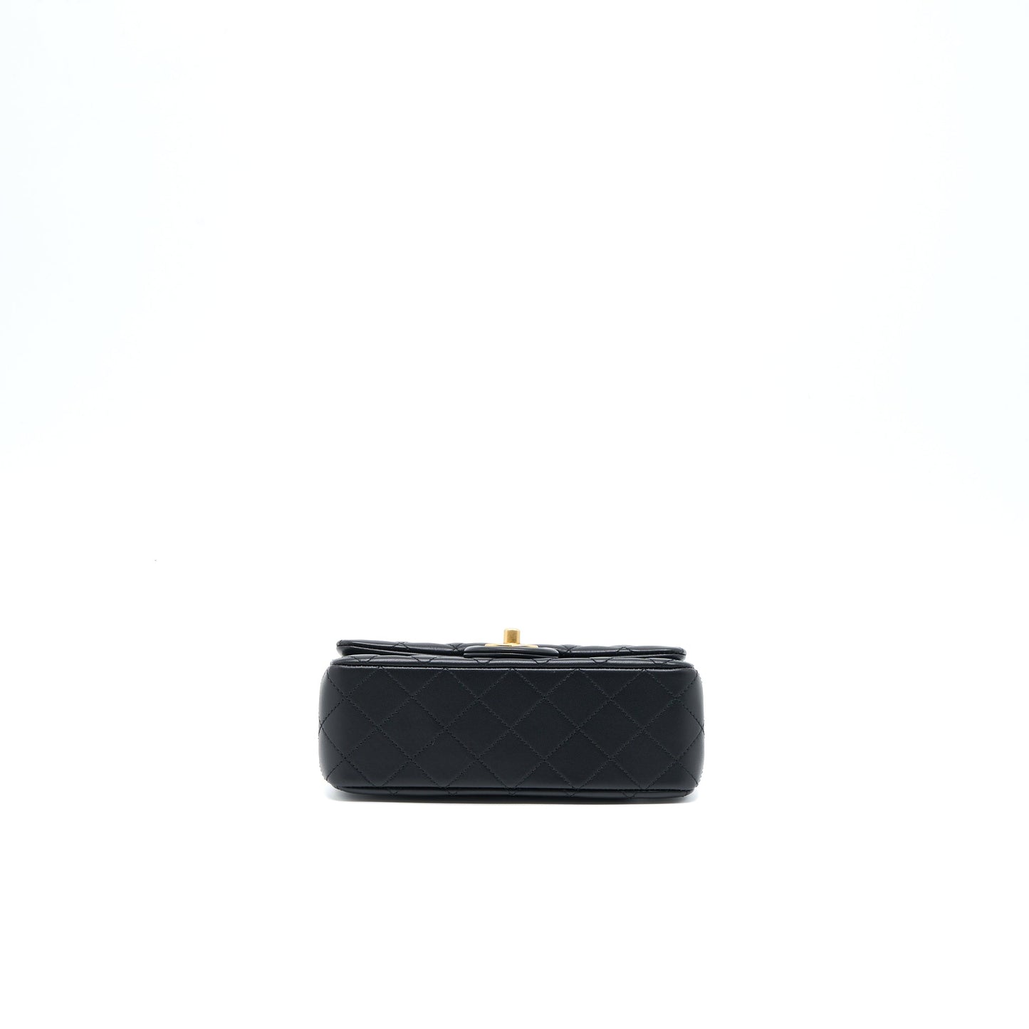 Chanel 23C Pearl Crush Mini Rectangular Flap Bag Lambskin Black Brushed  (Microchip)