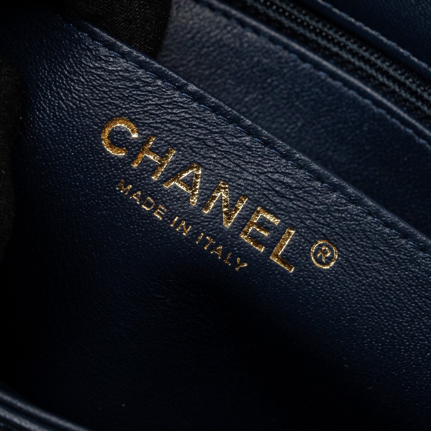 Chanel Classic Mini Square Flap Bag Lambskin Dark Blue L