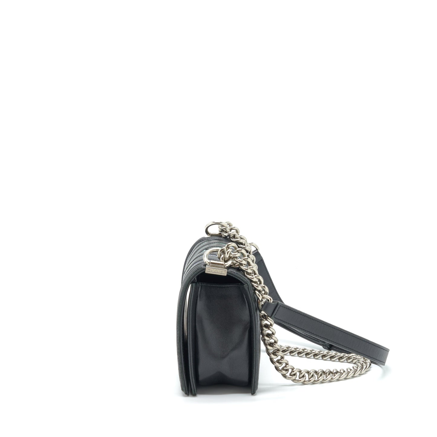 Chanel Medium Boy Chevron Lambskin Black/Silver