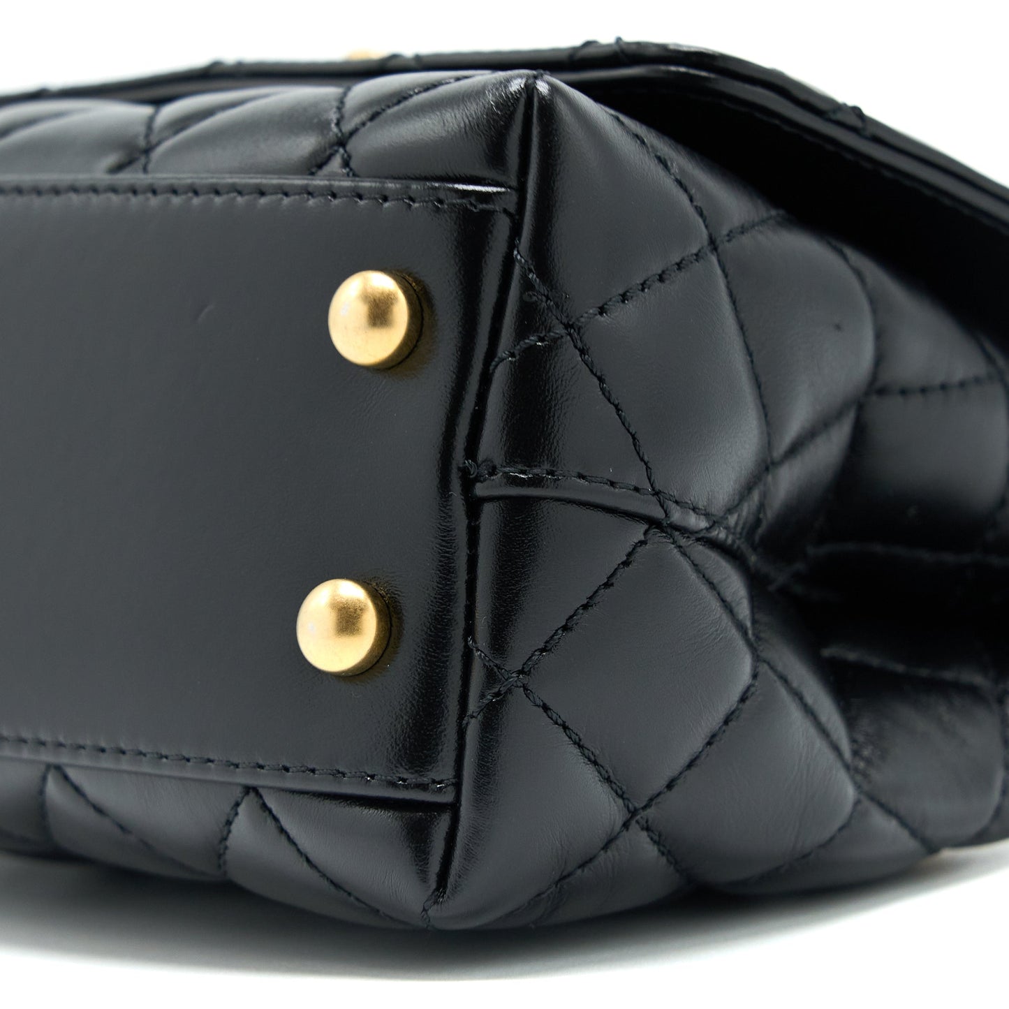 Chanel 22A Mini Coco Handle with Detailed Letter Handle Calfskin Black Brushed  (Microchip)