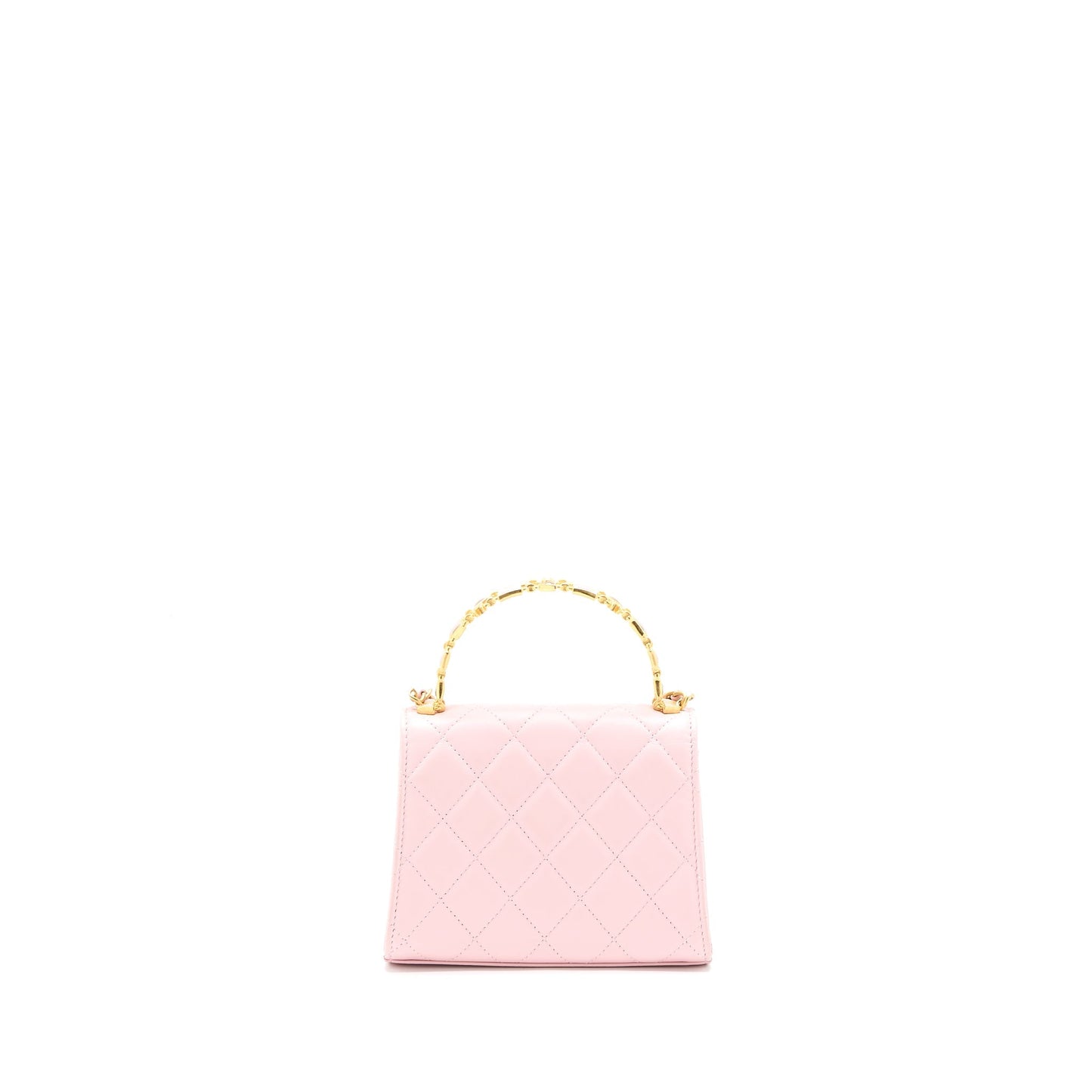 Chanel 22B Mini Flap Bag with Enamel Top Handle Lambskin Pink Brushed