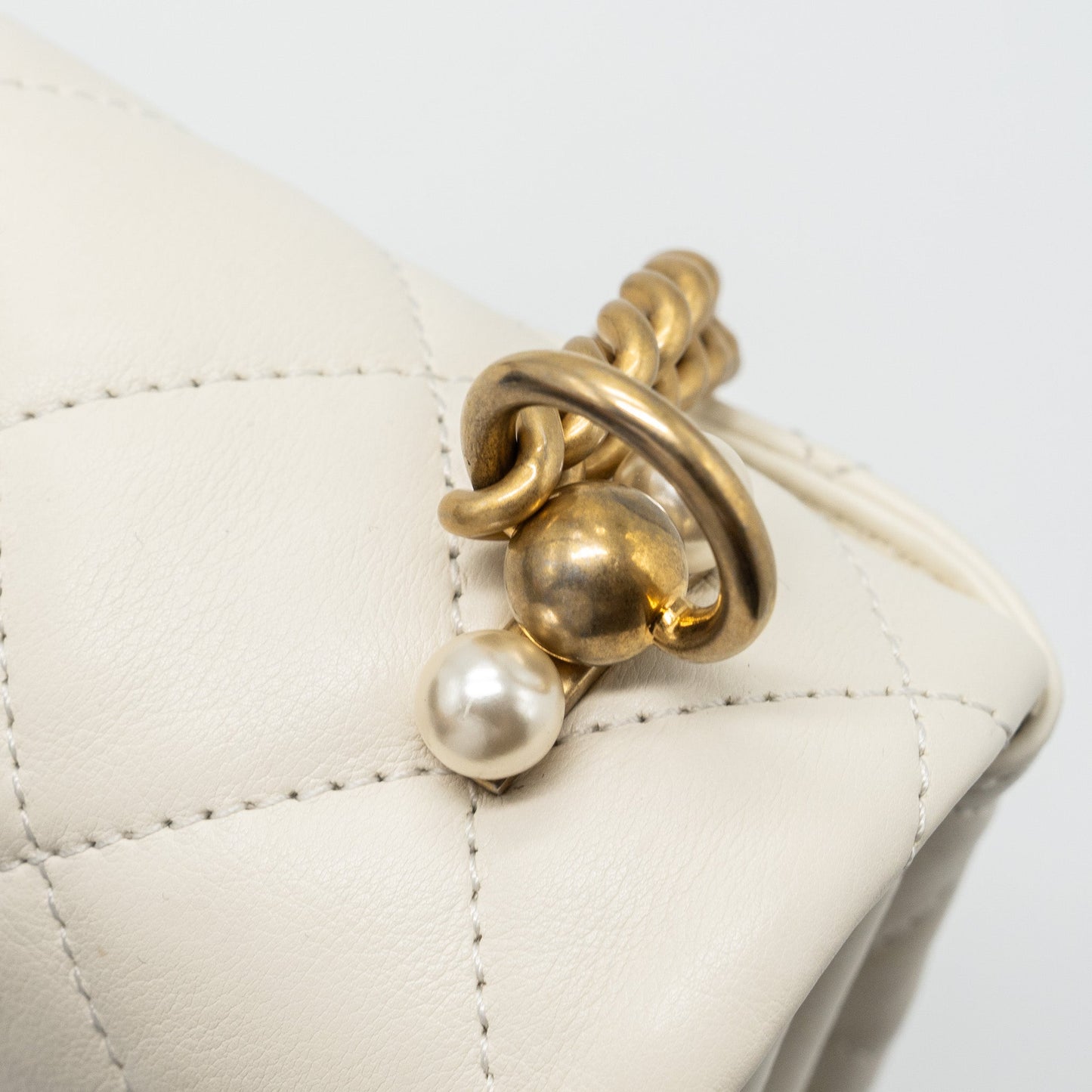 Chanel quilted mini flap bag Calfskin white