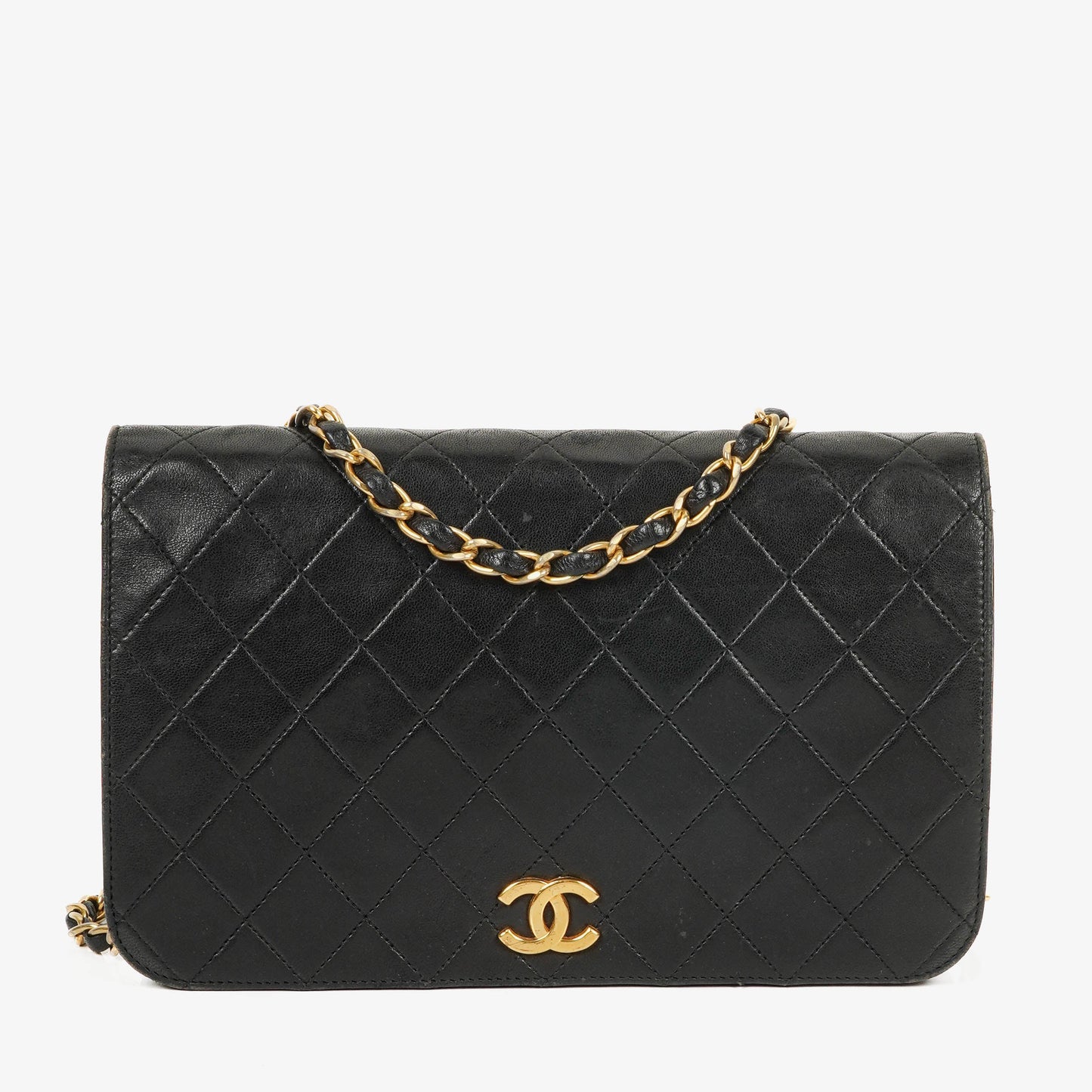 Chanel Classic Full Flap Bag Black Quilted Leather 24K Gold-Plated Hardware