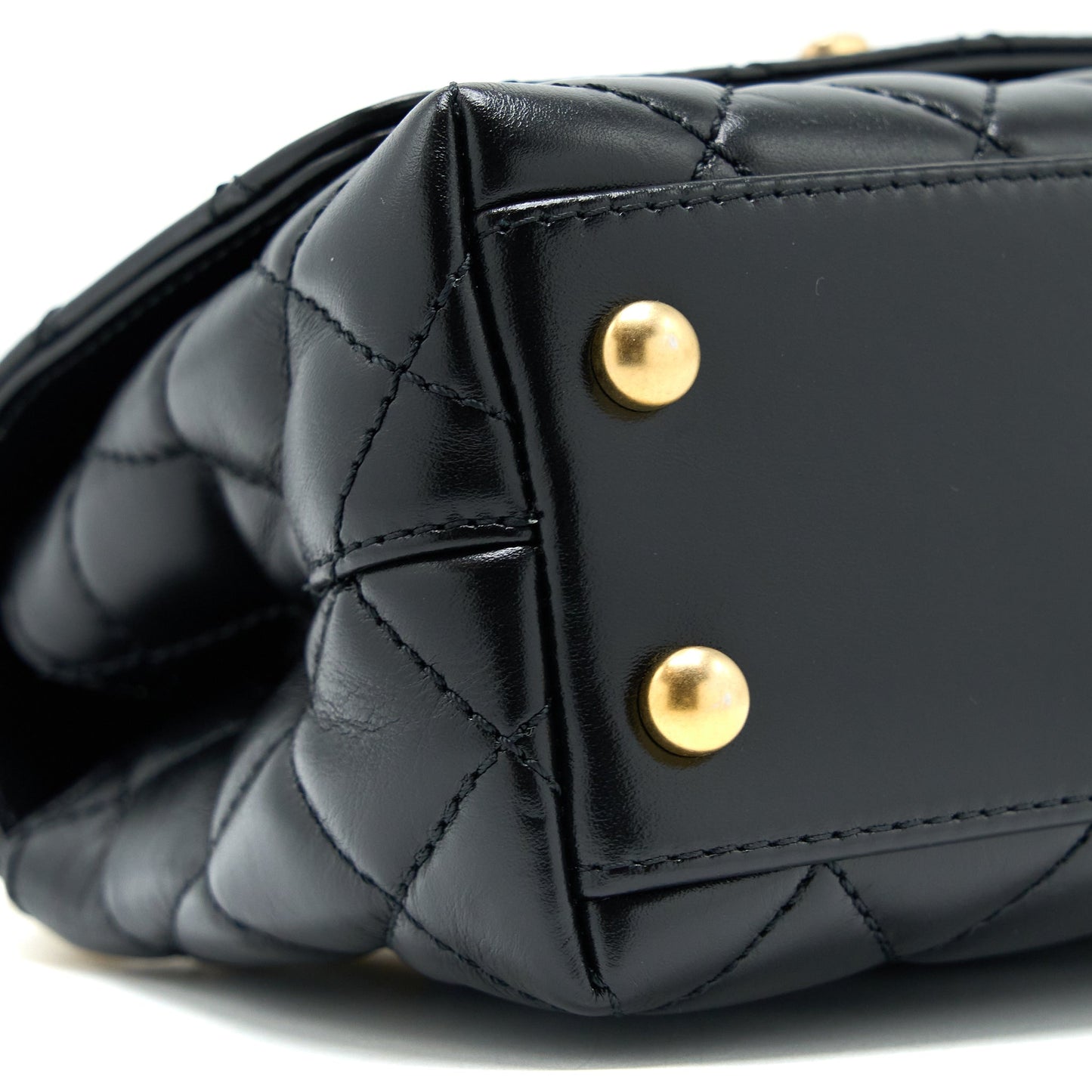 Chanel 22A Mini Coco Handle with Detailed Letter Handle Calfskin Black Brushed  (Microchip)