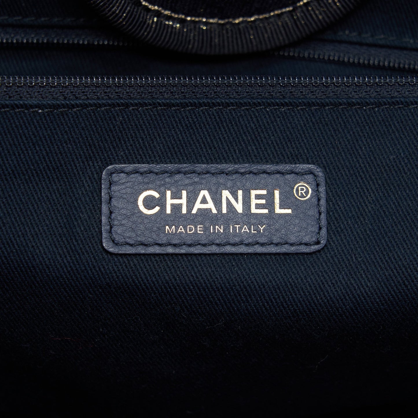Chanel Deauville Tote Bag Denim Dark Blue/Gold