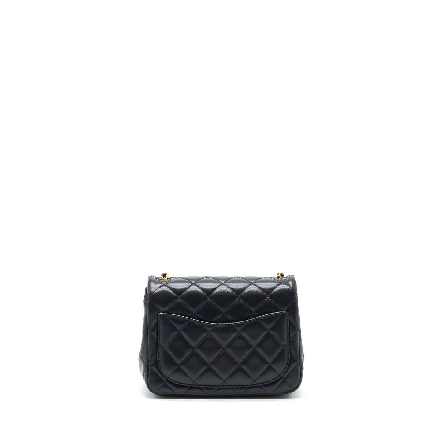 Chanel 22S Pearl Crush Mini Square Flap Bag Lambskin Black