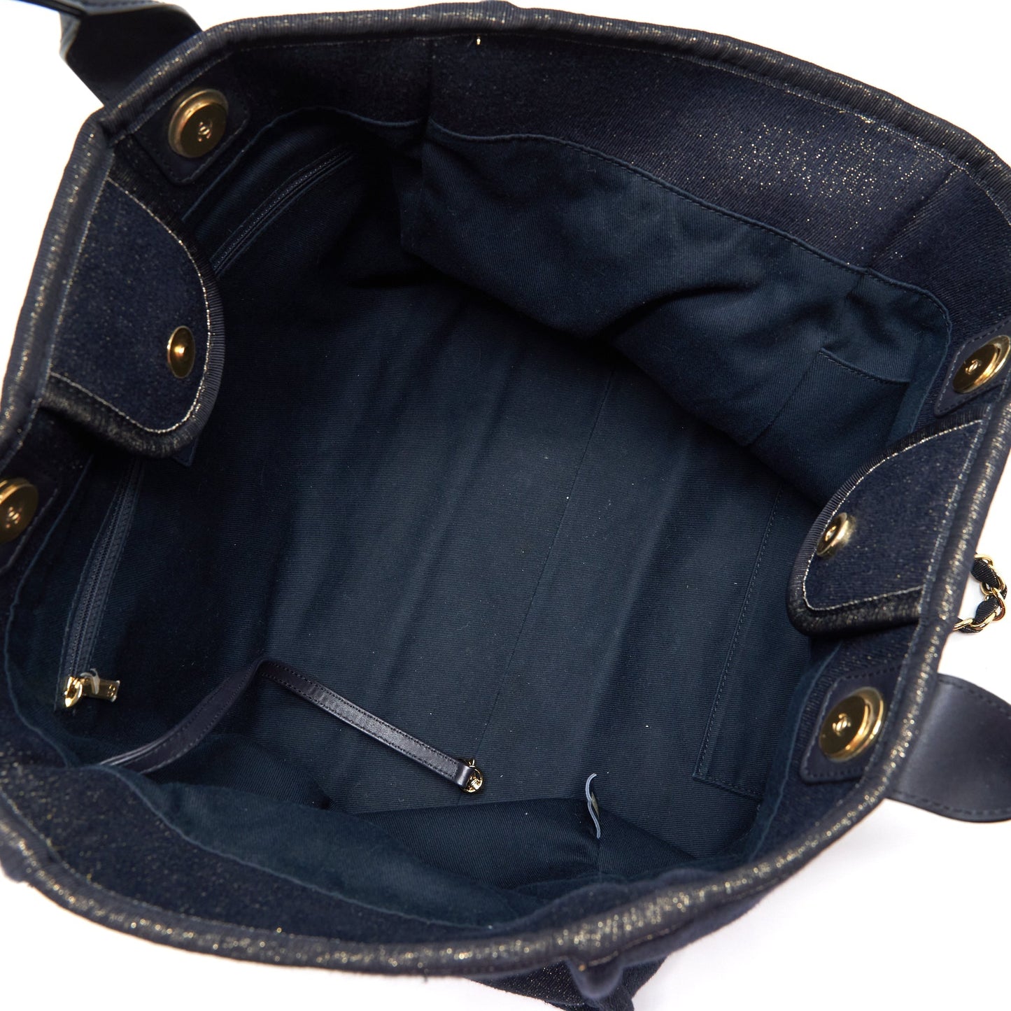 Chanel Deauville Tote Bag Denim Dark Blue/Gold