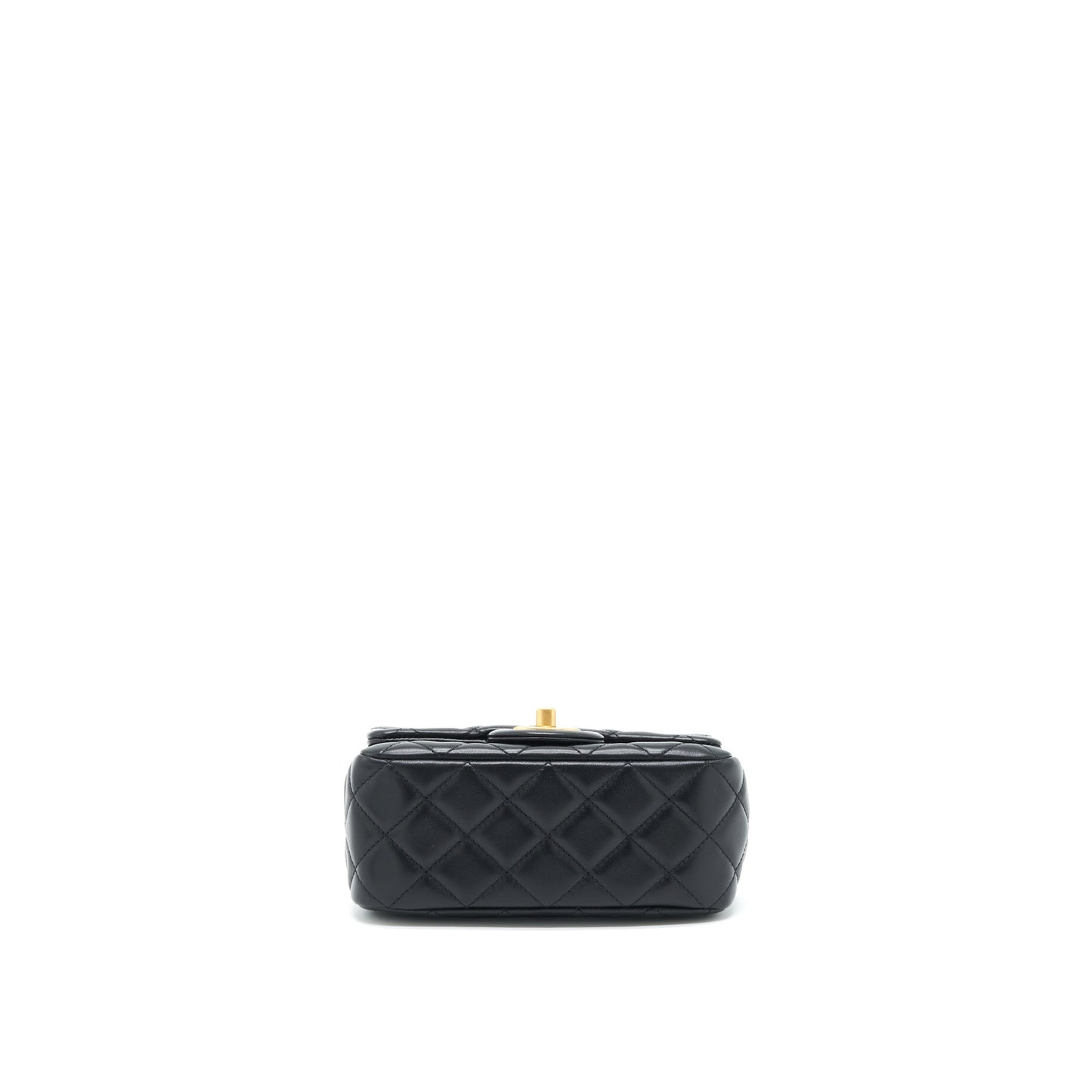 Chanel 22S Pearl Crush Mini Square Flap Bag Lambskin Black