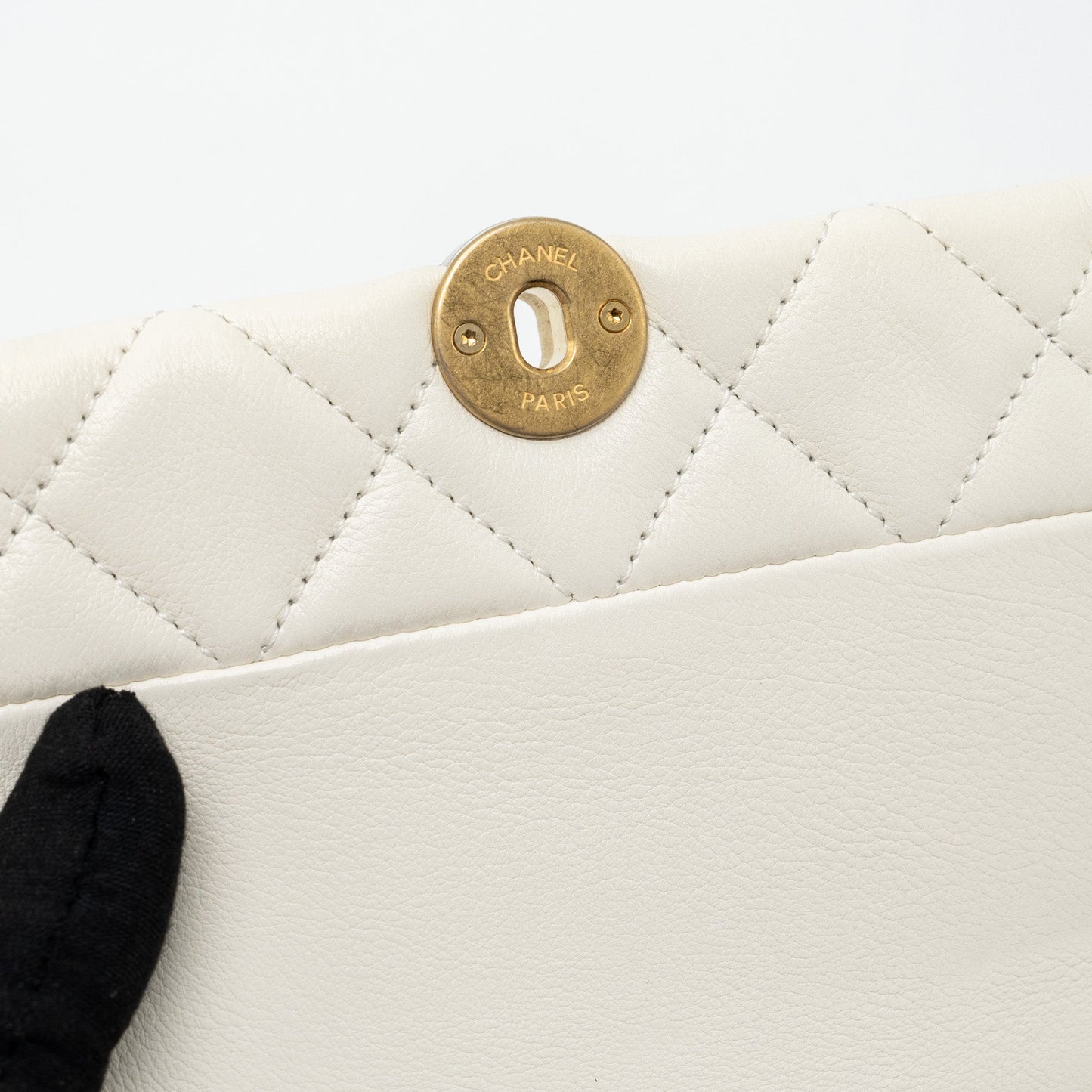 Chanel quilted mini flap bag Calfskin white