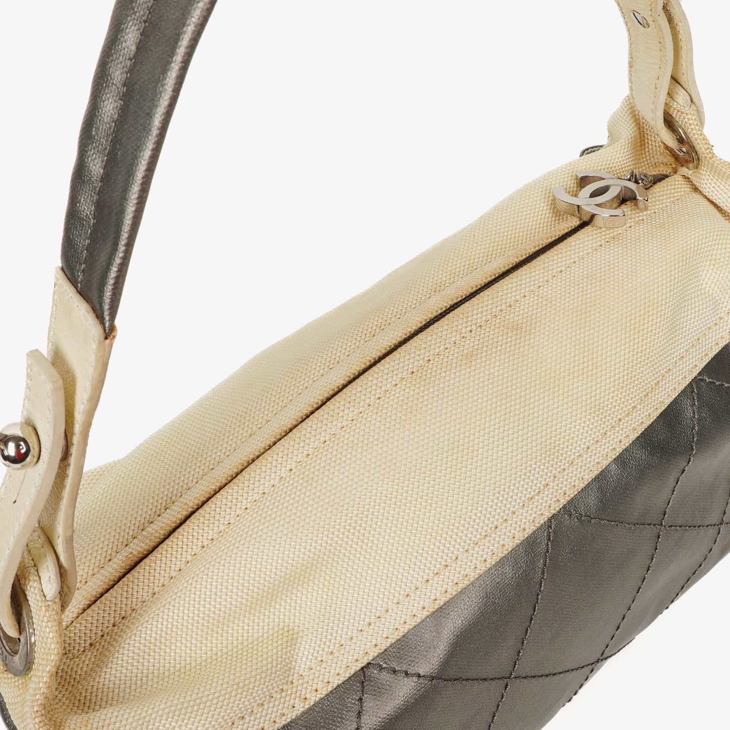 Chanel Paris-Biarritz Silver and Cream Hobo Bag