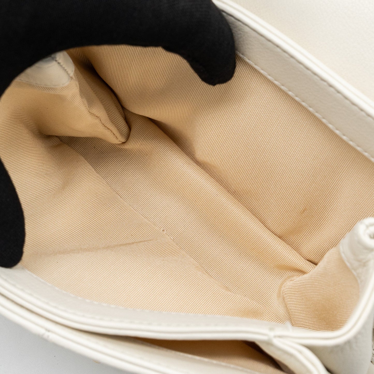 Chanel quilted mini flap bag Calfskin white