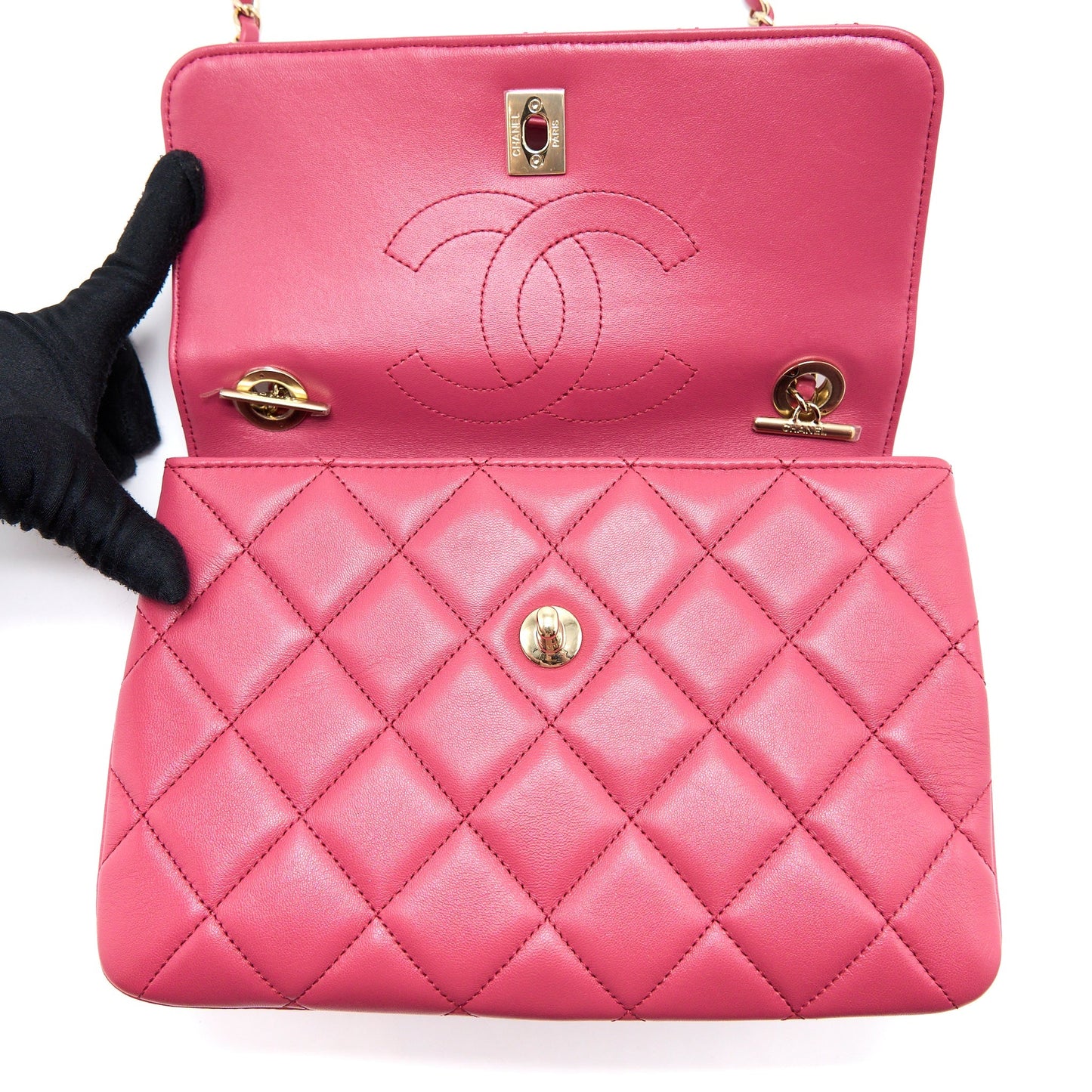 Chanel Top handle Trendy CC Flap Bag Lambskin Pink L