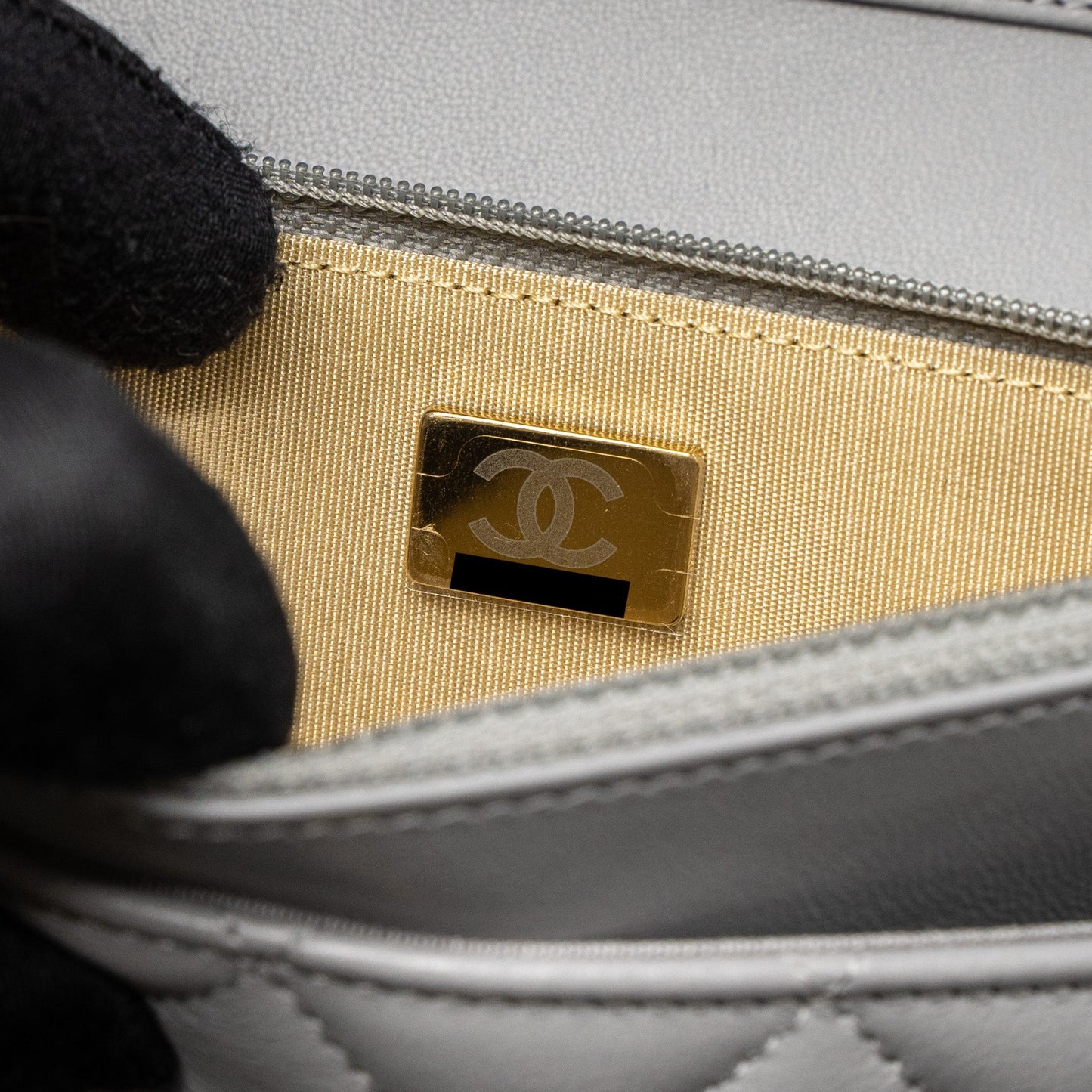 Chanel Pearl Crush Wallet on Chain Lambskin Light Grey Brushed  (Microchip)