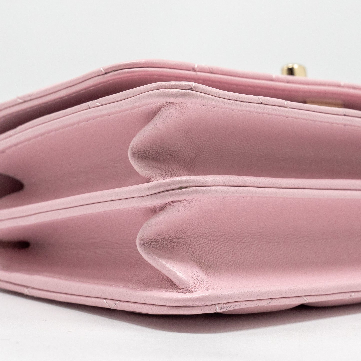Chanel Pearl Detailed Top Handel Wallet On Chain Lambskin Pink L (Microchip)