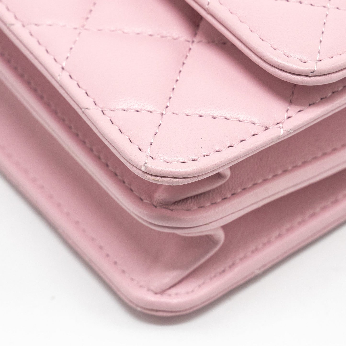 Chanel Pearl Detailed Top Handel Wallet On Chain Lambskin Pink L (Microchip)