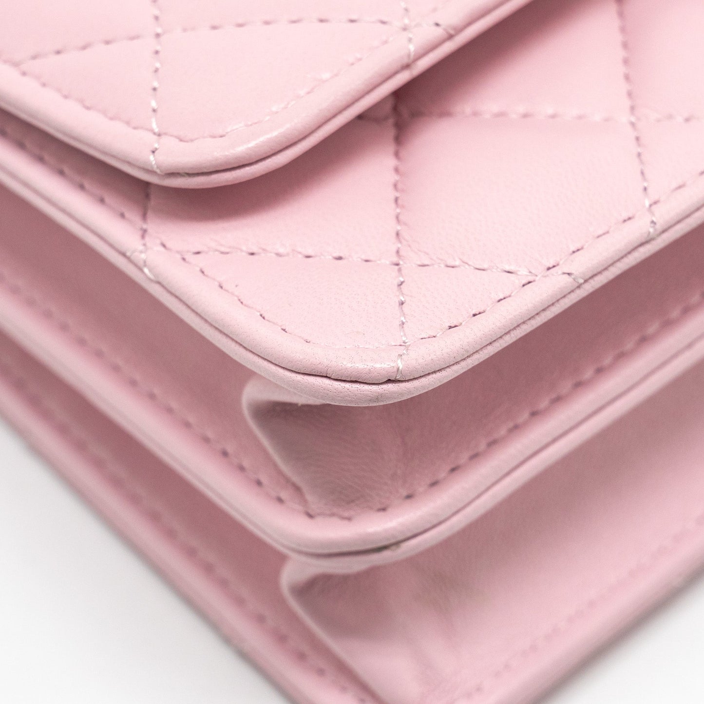 Chanel Pearl Detailed Top Handel Wallet On Chain Lambskin Pink L (Microchip)