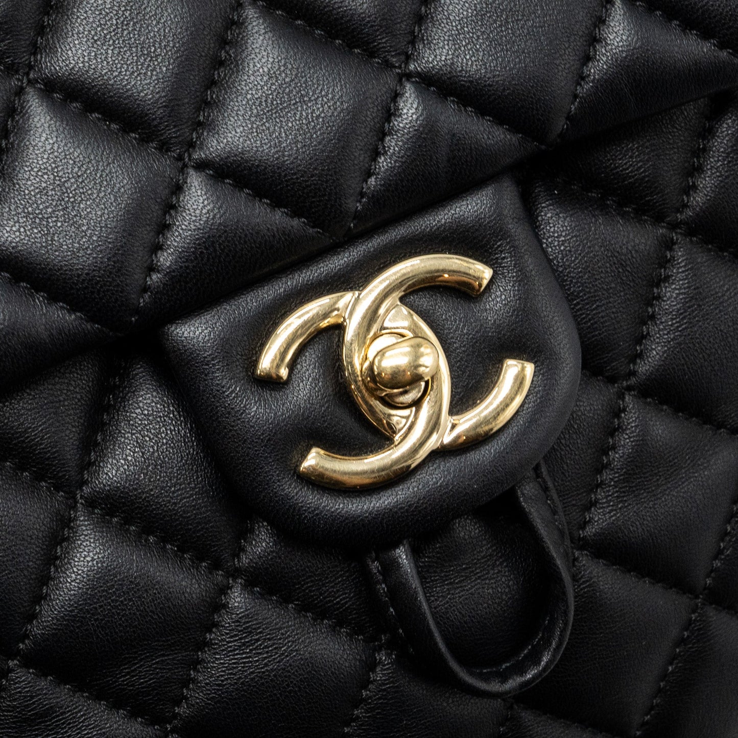 Chanel quilted flap backpack lambskin black