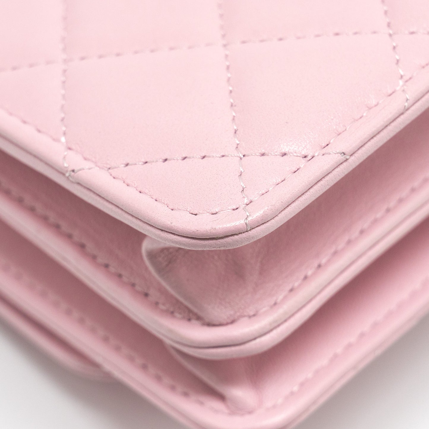 Chanel Pearl Detailed Top Handel Wallet On Chain Lambskin Pink L (Microchip)