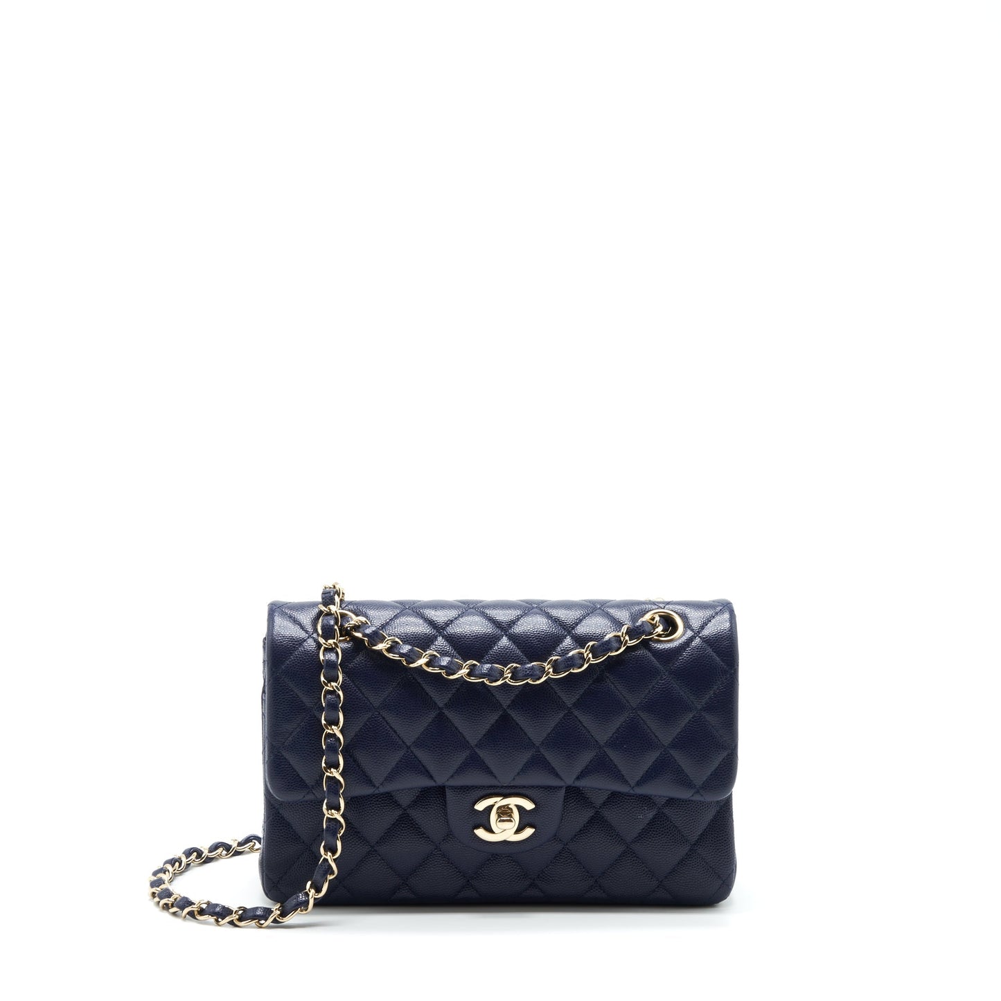 Chanel Small Classic Flap Bag Caviar Dark Blue L