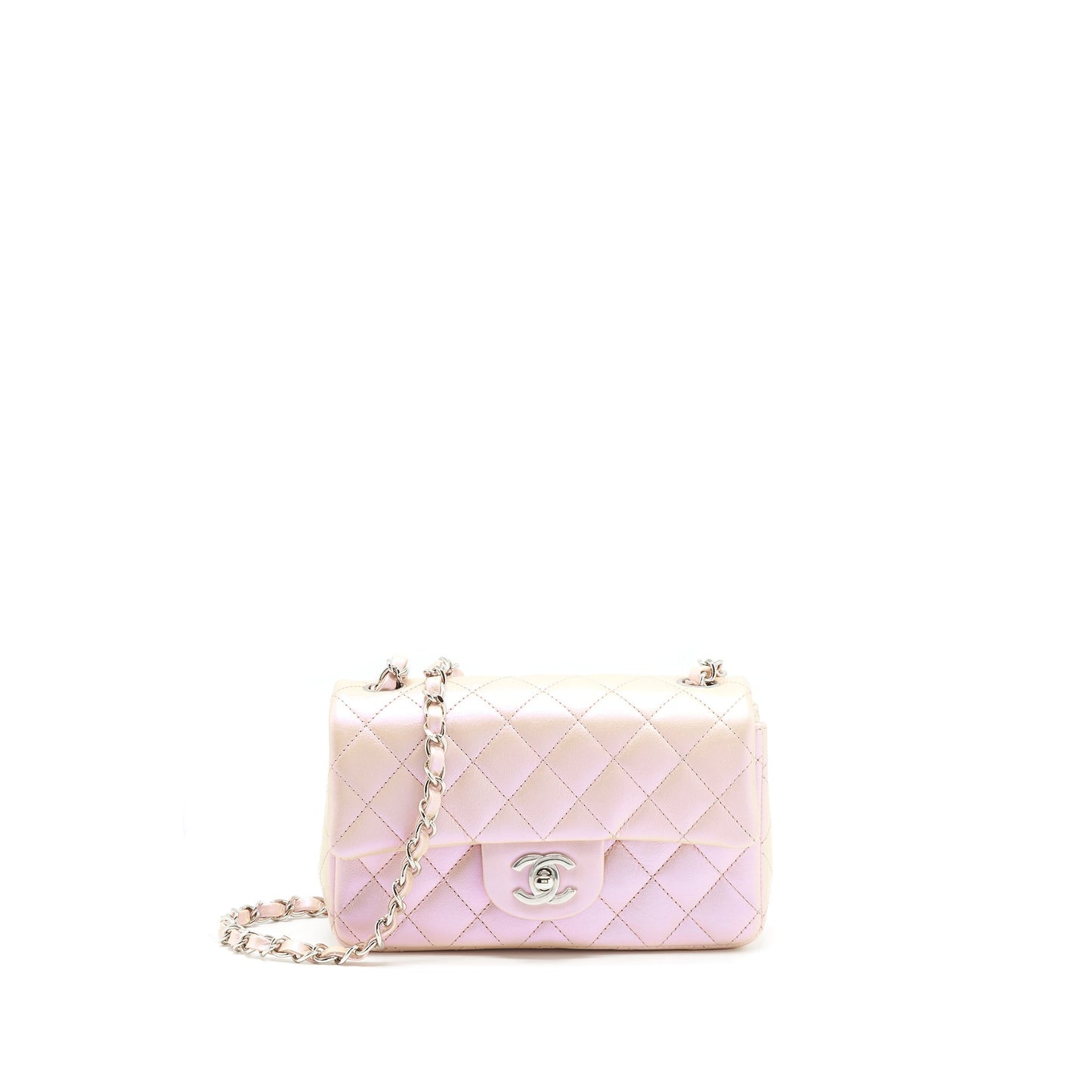 Chanel 21k Iridescent Mini Rectangular Calfskin Pink