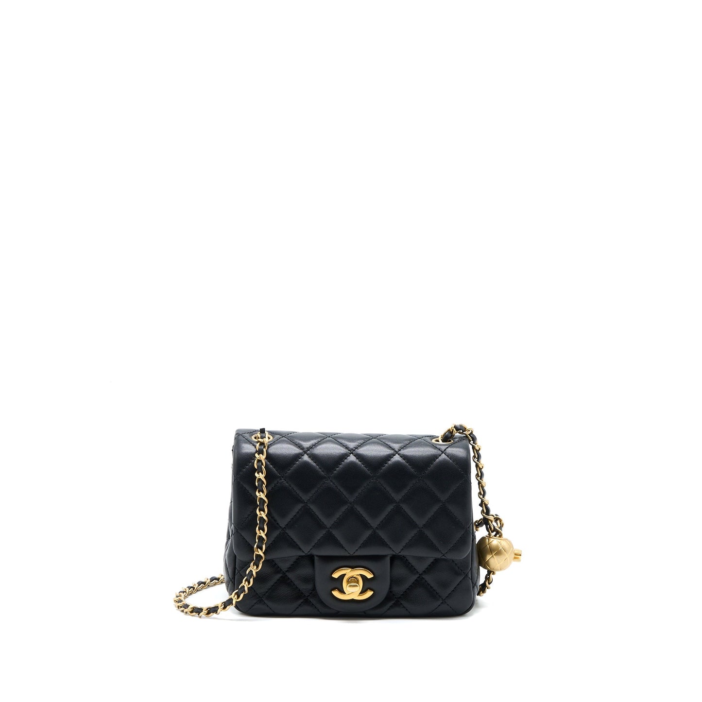 Chanel Pearl Crush Mini Square Lambskin Black Brushed  (Microchip)