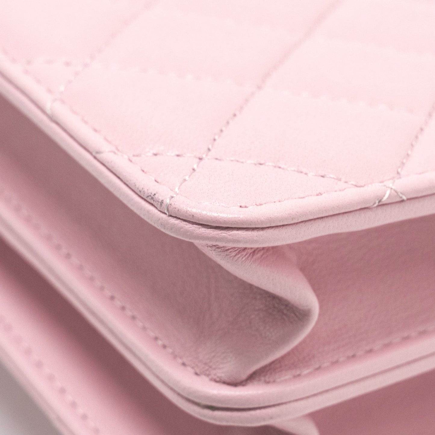 Chanel Pearl Detailed Top Handel Wallet On Chain Lambskin Pink L (Microchip)