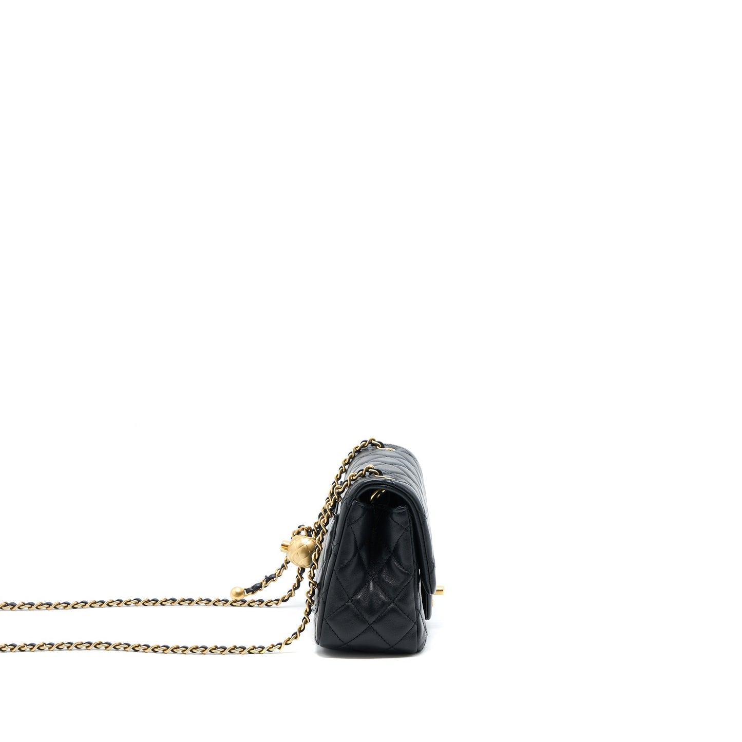 Chanel Pearl Crush Mini Square Lambskin Black Brushed  (Microchip)