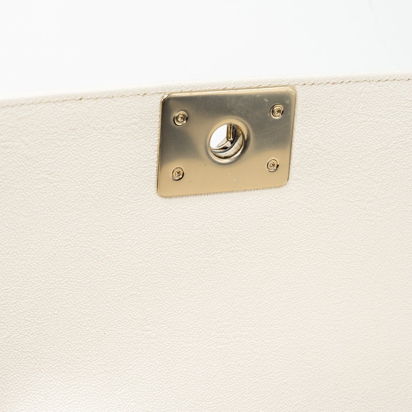 CHANEL MEDIUM LE BOY CAVIAR WHITE L