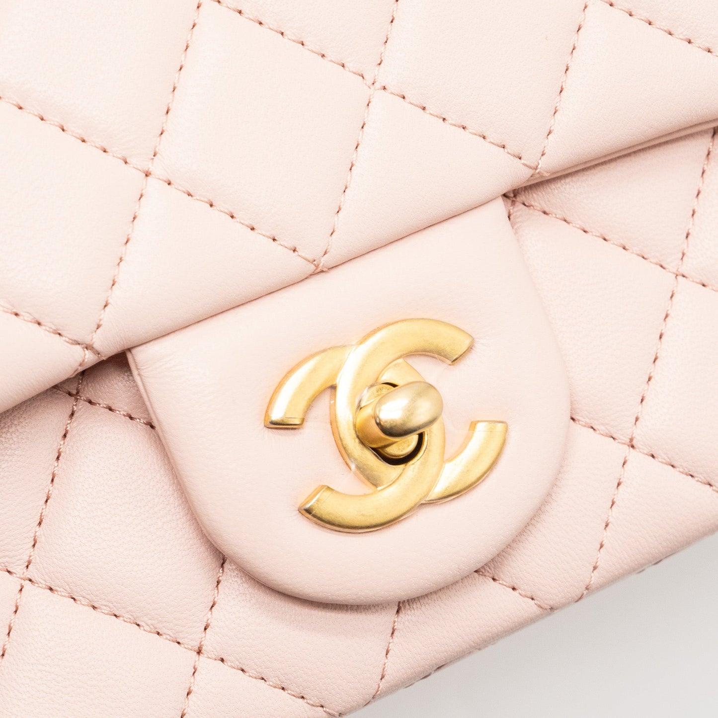 Chanel 23K pearl crush mini rectangular flap bag lambskin light pink  (Microchip)