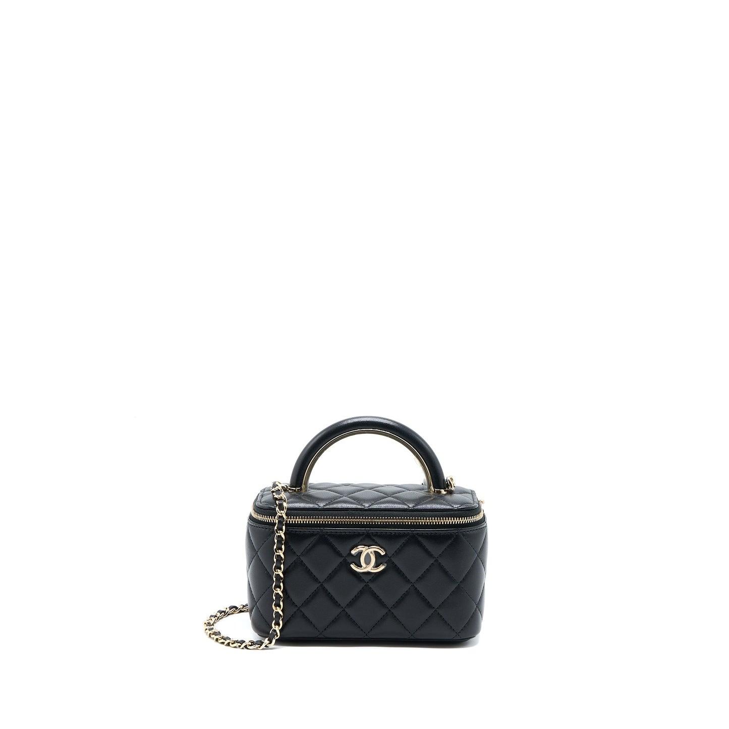 Chanel 22A Top Handle Long Vanity Case Lambskin Black L