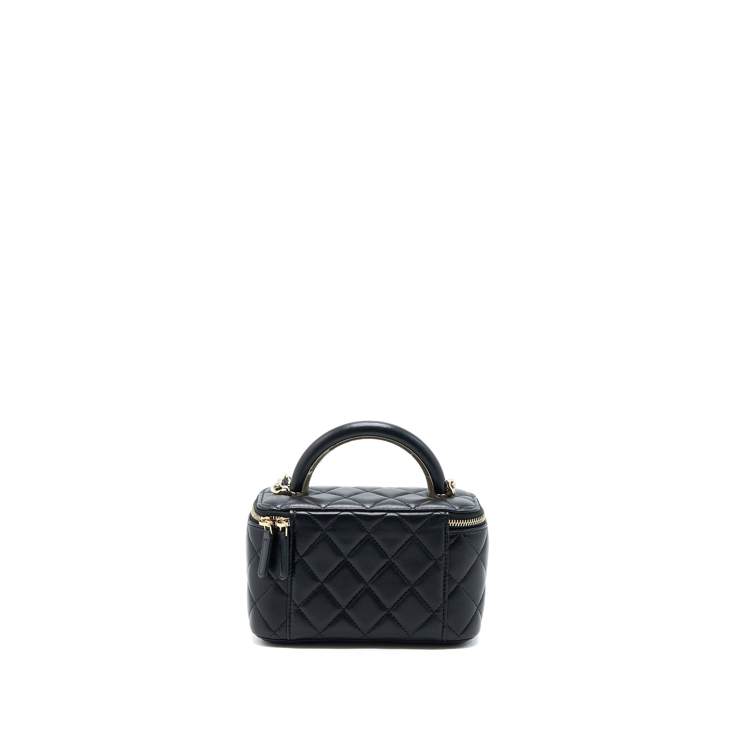 Chanel 22A Top Handle Long Vanity Case Lambskin Black L