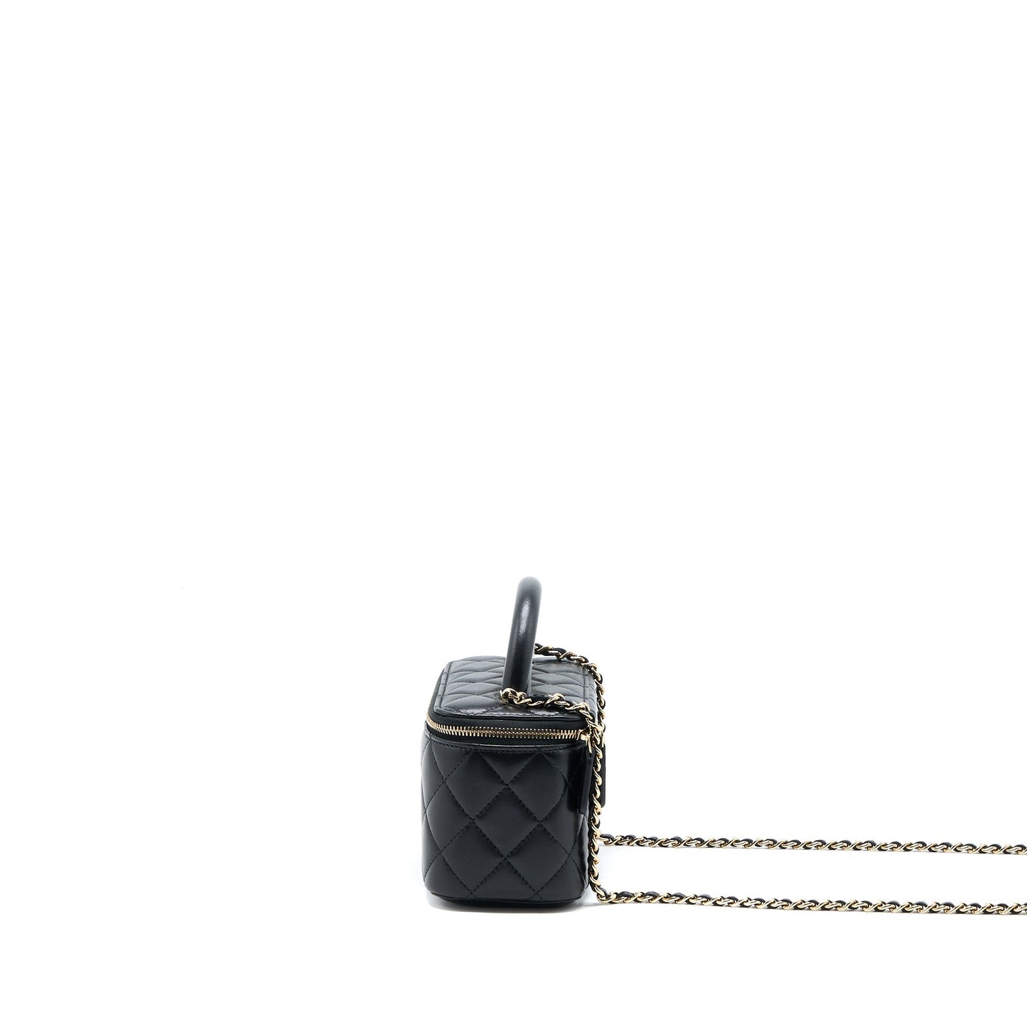 Chanel 22A Top Handle Long Vanity Case Lambskin Black L