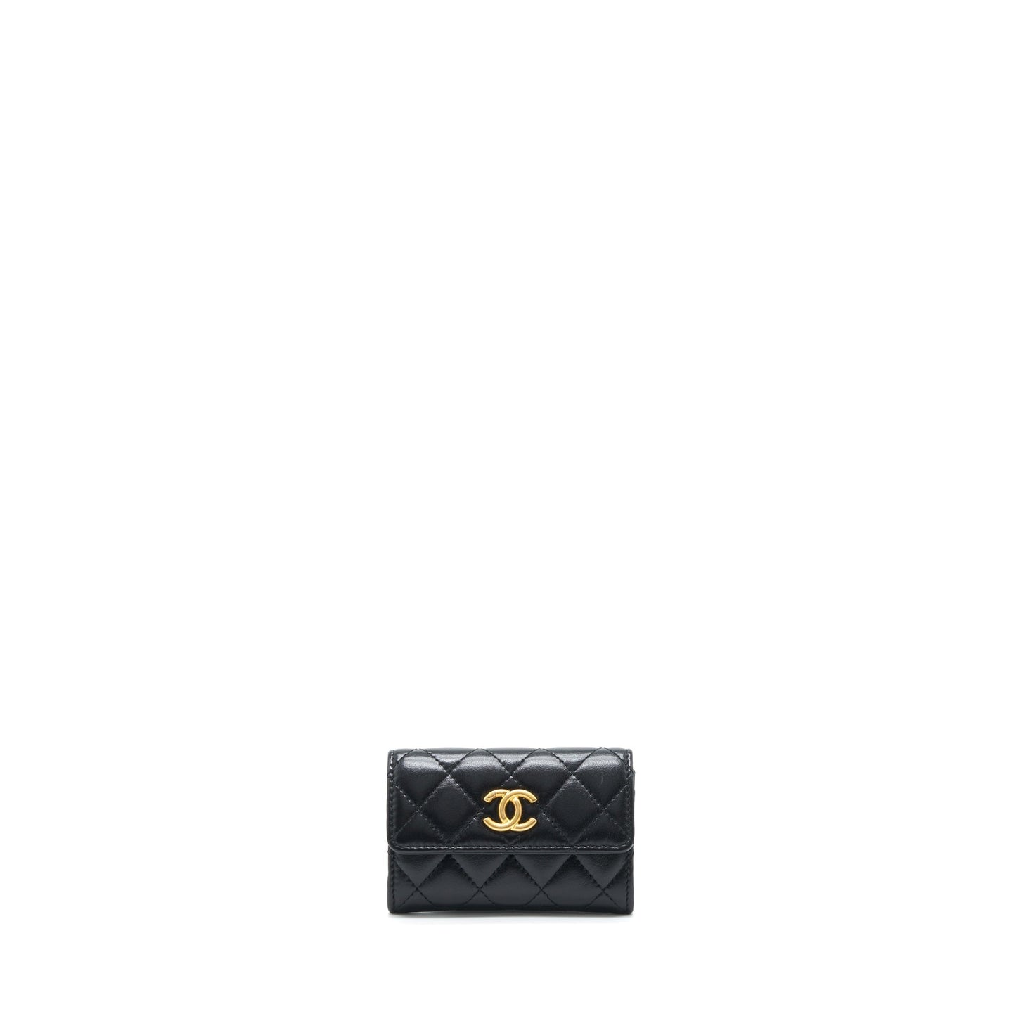 Chanel Quilted Mini Flap Card Holder Lambskin Black