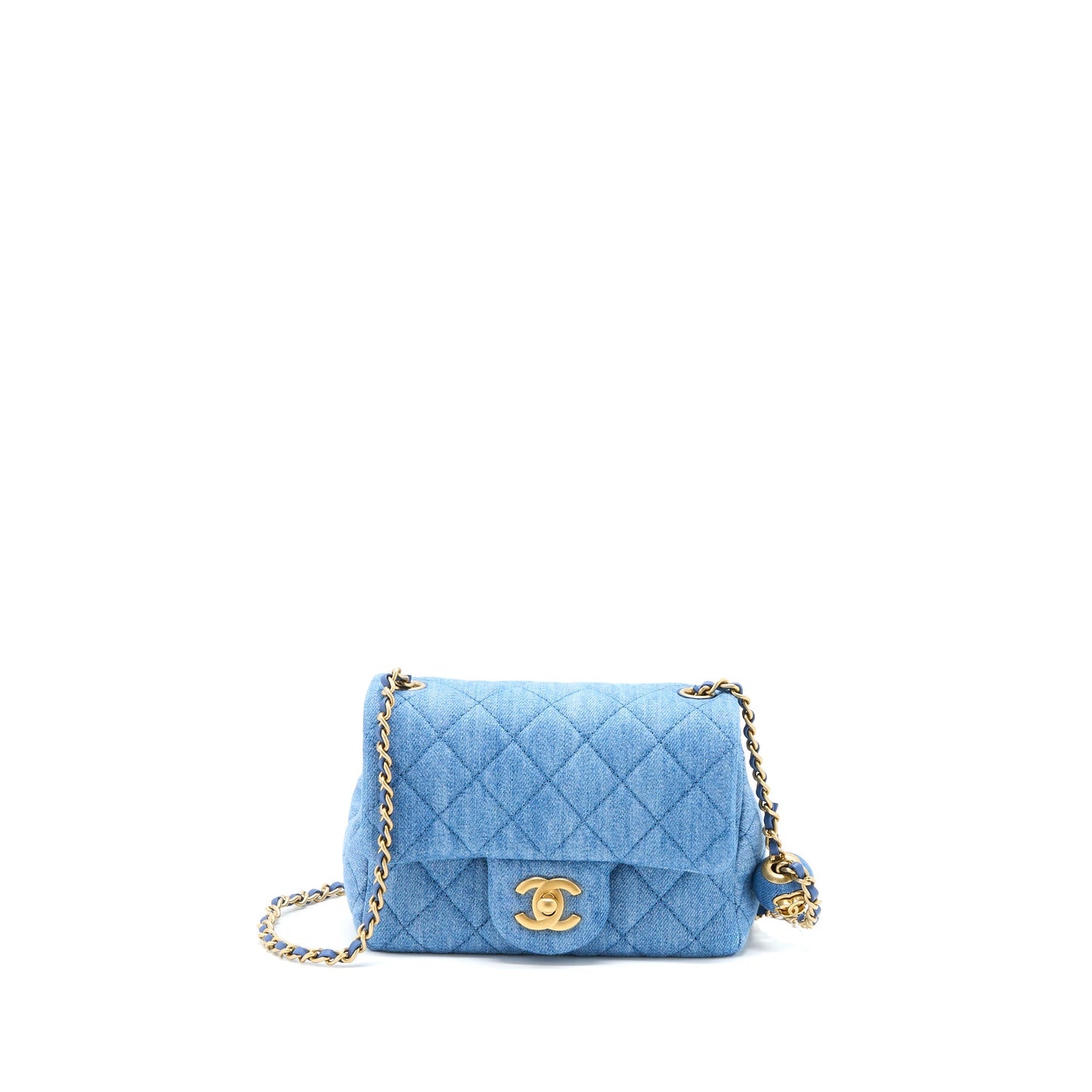 Chanel Pearl Crush Mini Square Flap Bag Denim Brushed  (Microchip)